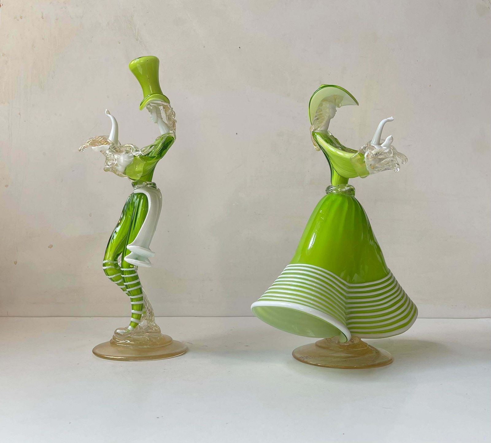 Vintage Kelly Green Venetian Murano Glass Dancers By Franco Toffolo, 1960s photo furniture