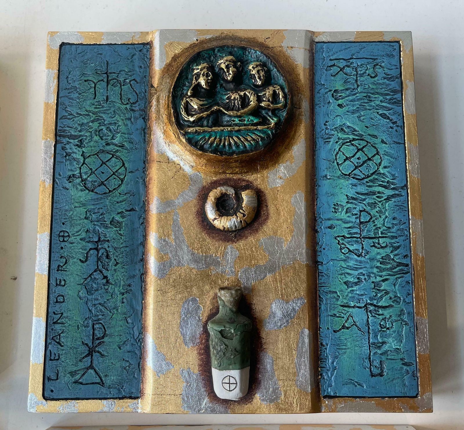 Modern Eclectic Icons In Ceramic & Bronze, Wall Hung, Set Of 4 photo buy