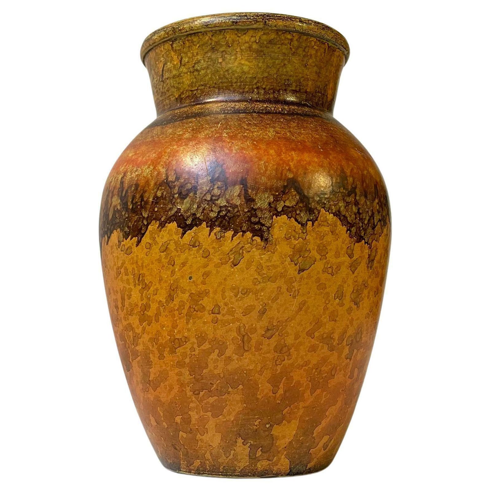Art Deco Terracotta Vase With 'Fire' Glaze, 1930s