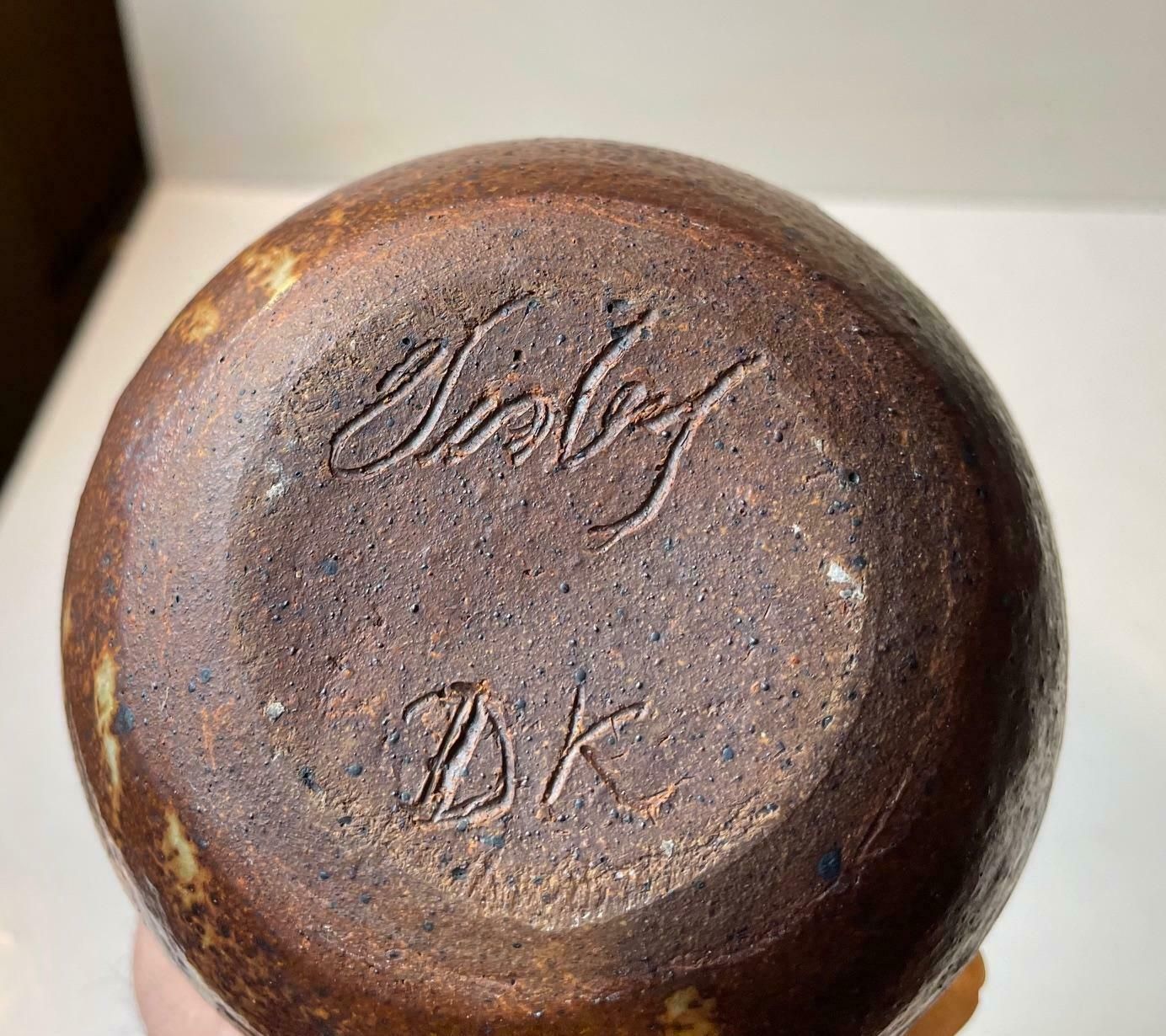 Danish Glazed Brutalist Stoneware Vase By Søren Visby, 1970s photo vinterior