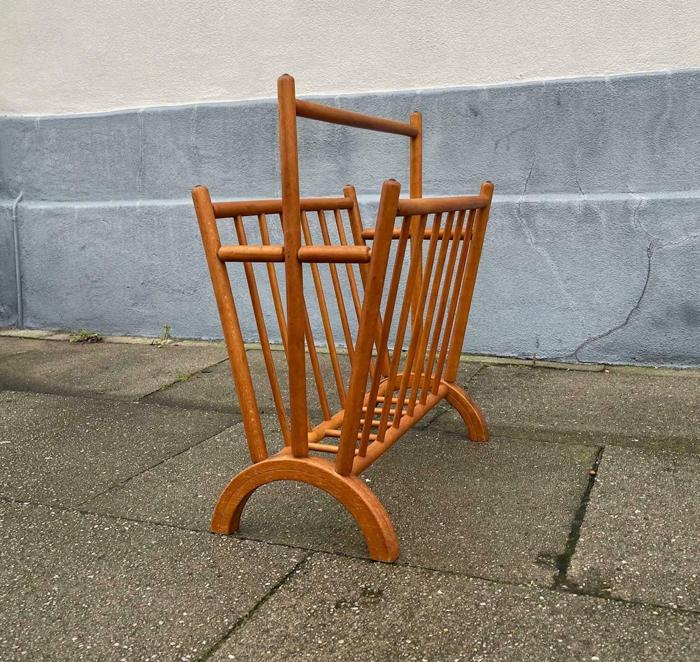 Vintage Swedish Magazine Rack In Beech, 1960s photo Home Decor