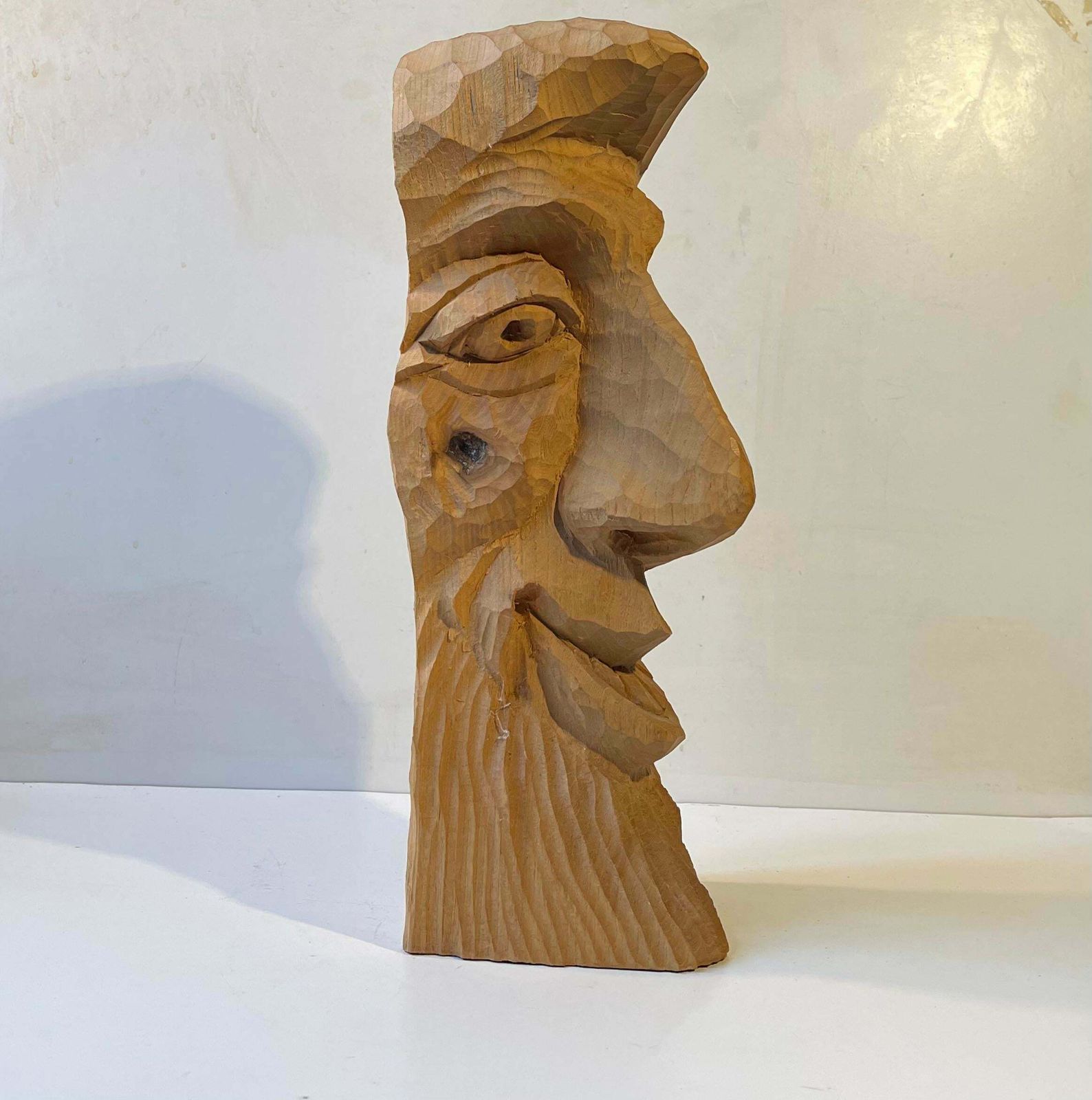 Gaius Julius Caesar   Caricature Head In Hand Carved Oak, 1970s photo for sale