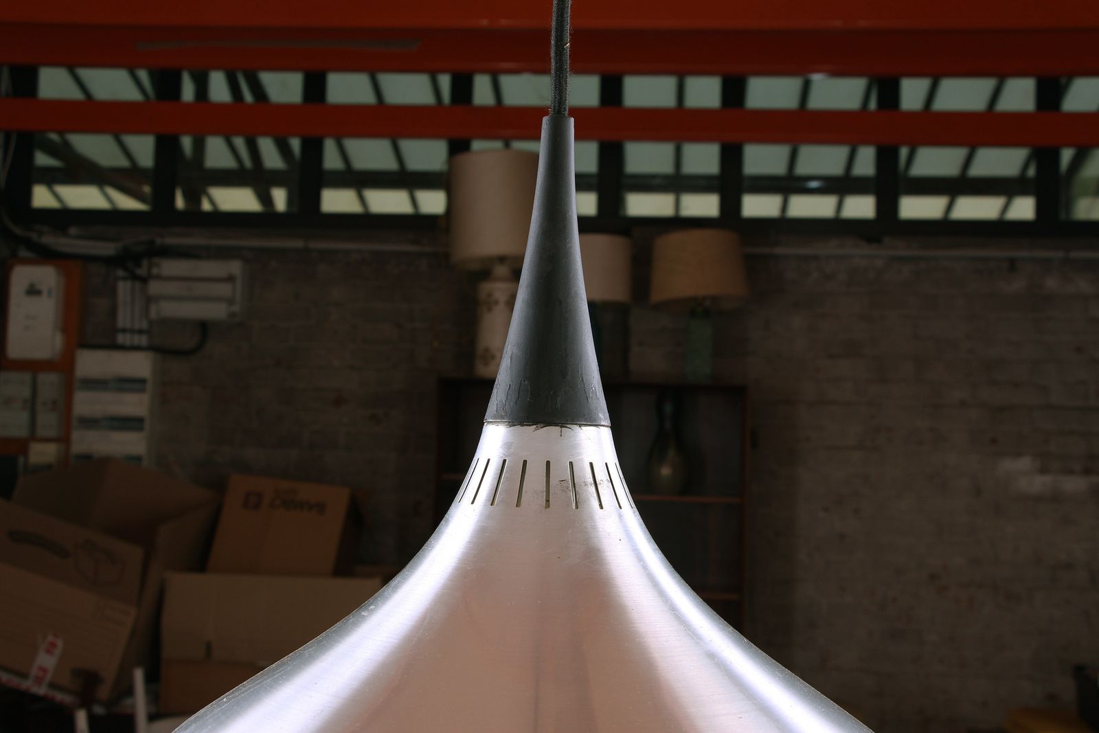 Large Danish Chrome Metal Pendant Light, Orient Model By Jo Hammerborg For Fog & Morup 1960. photo 650.0