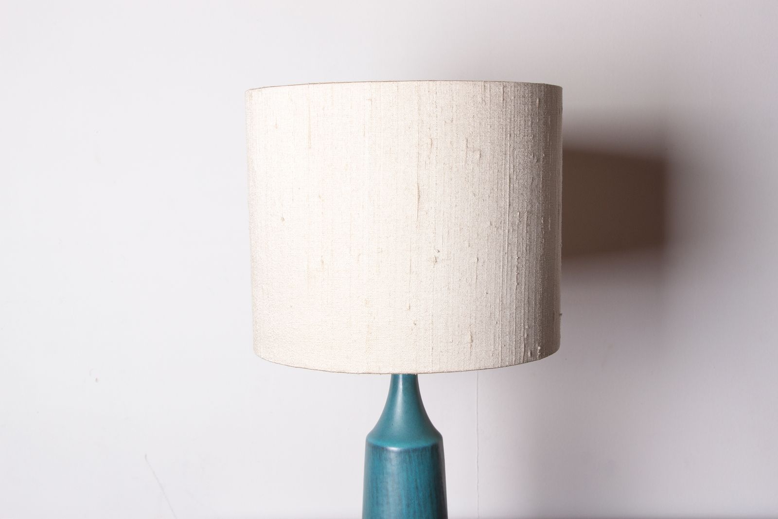 Danish Truncated Table Lamp In Matt Blue Stoneware By Gunnar Nylund For Nymolle 1960. photo vintage