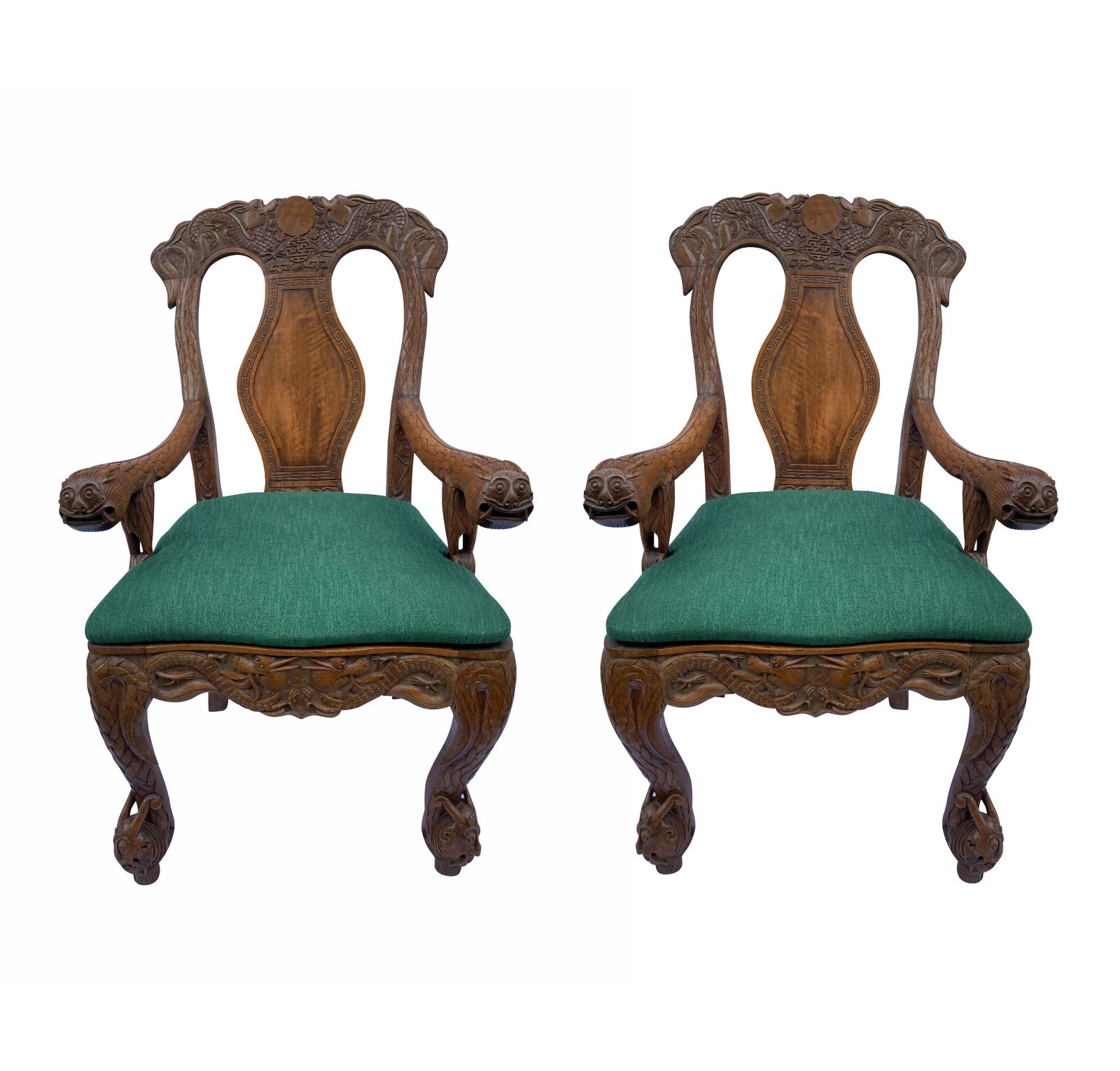 A Fine Pair Of XIX Century Chinese Armchairs In Teak