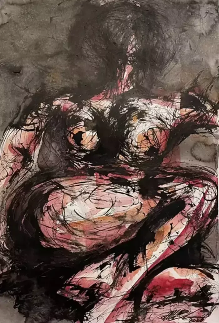 Ulla Martinmaki, Nude Painting, Mixed Media, 21st Century Finland photo for sale
