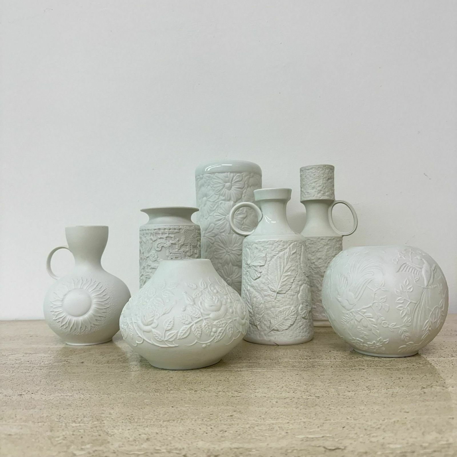 Set Of 7 German Bisque Vases Kaiser Bavaria , 1960s