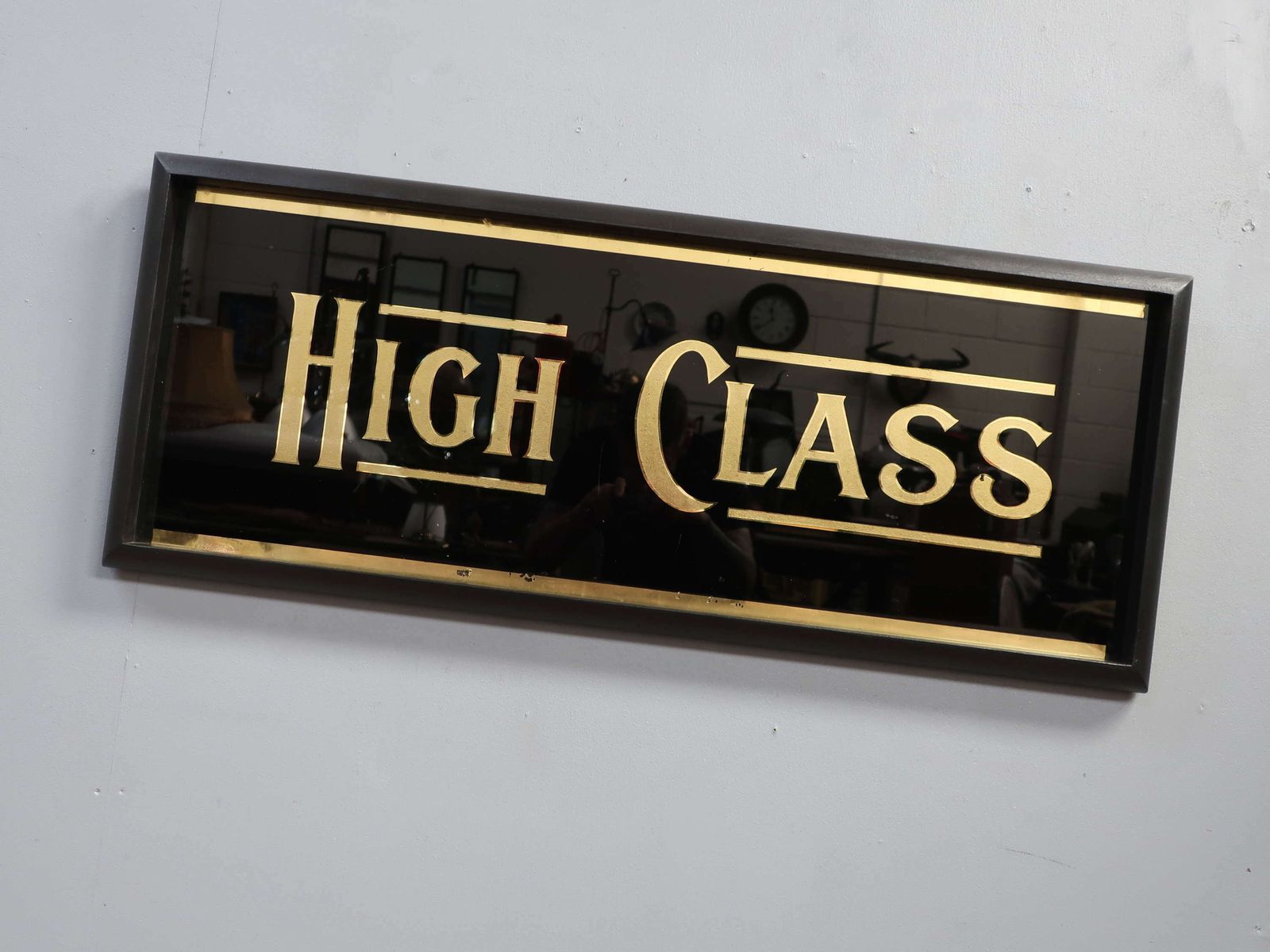 photo furniture 'High Class' Reverse Painted Gilt Glass Trade Sign