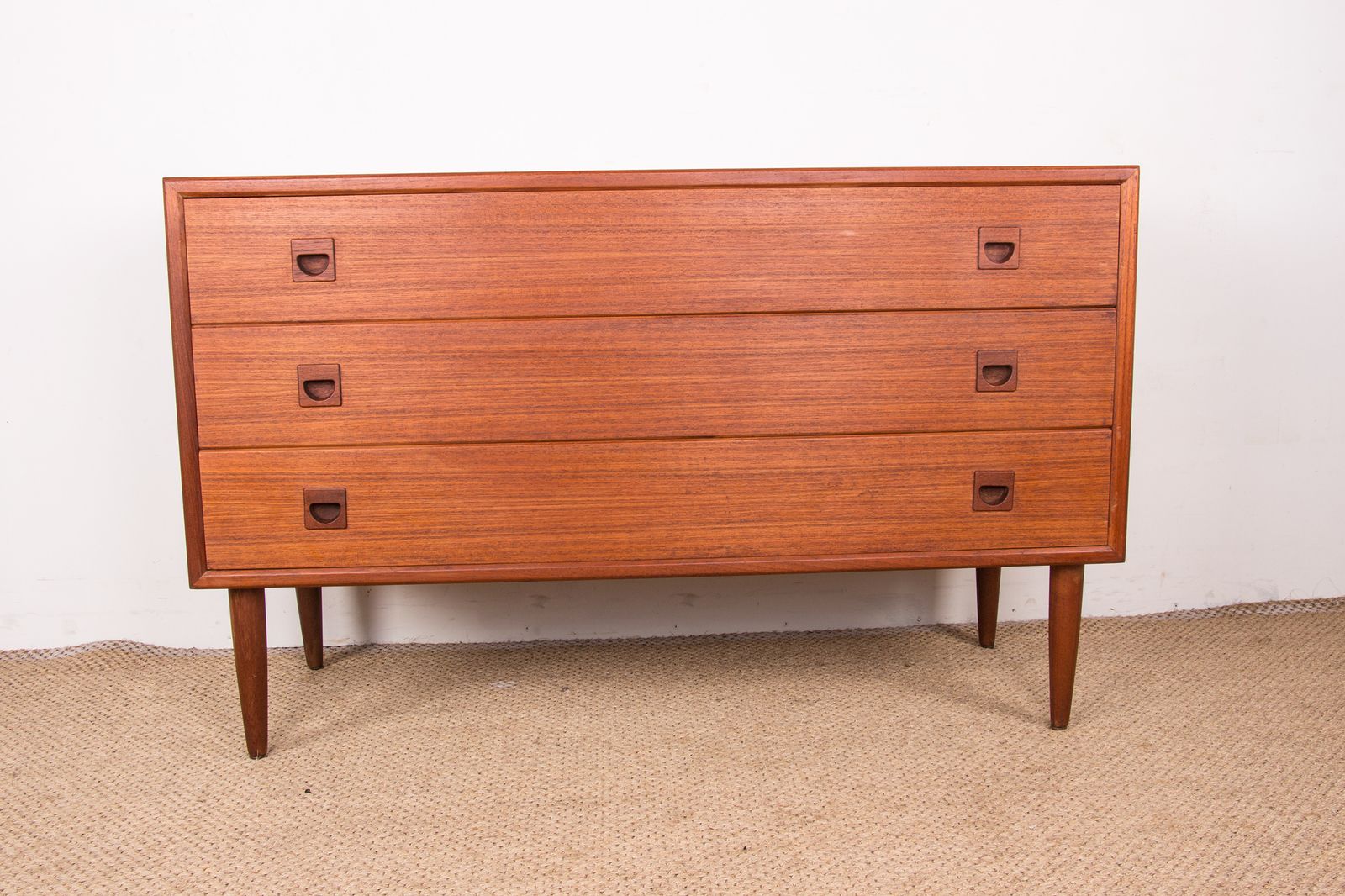 Danish Chest Of Drawers Or Small Sideboard In Teak, 3 Large Drawers, 1960. photo furniture