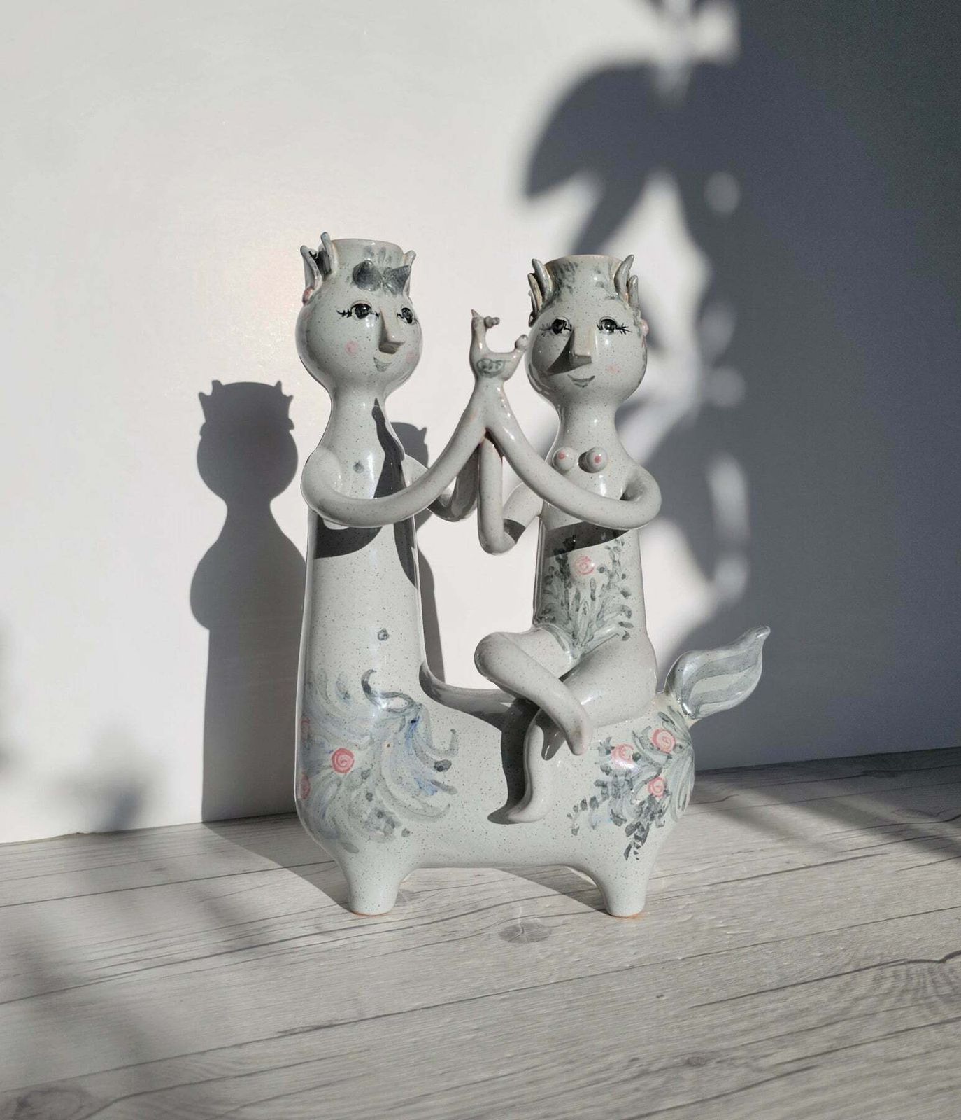 Bjorn Wiinblad, 1959 Centaur And Dryad Candleholder Sculpture, Signed And Monogrammed, V Early, Rare photo furniture