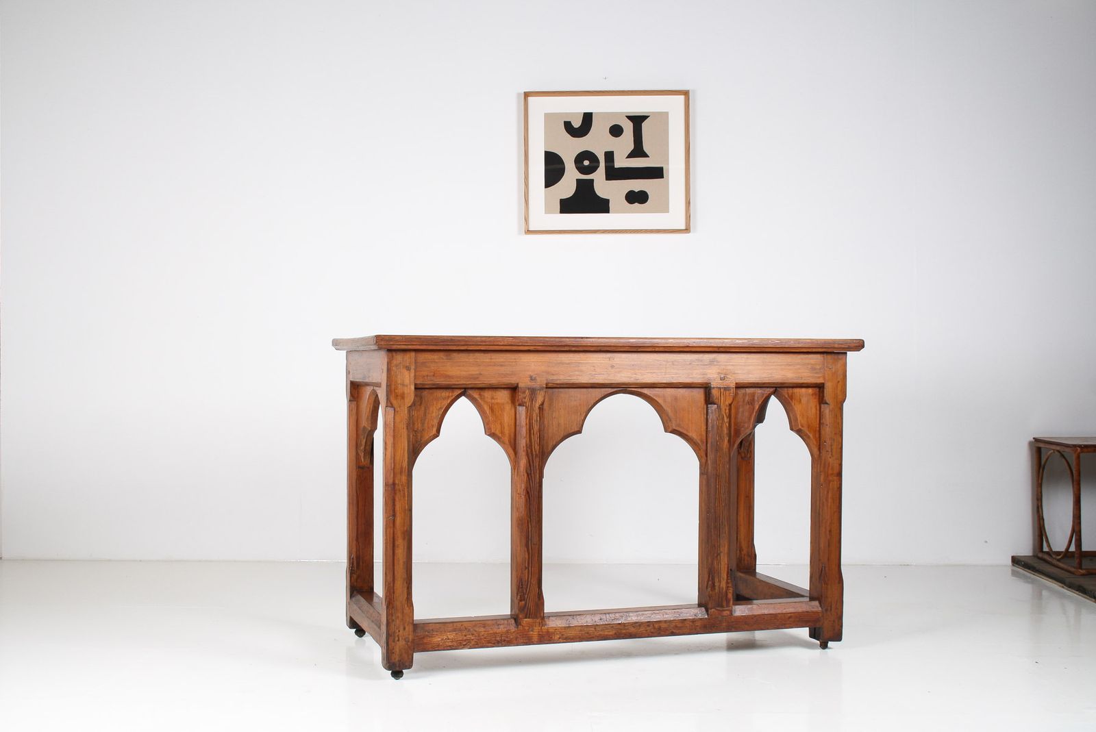 Large Victorian Ecclesiastical Gothic Revival Serving Table, Workstation Desk Or Countertop photo Furniture