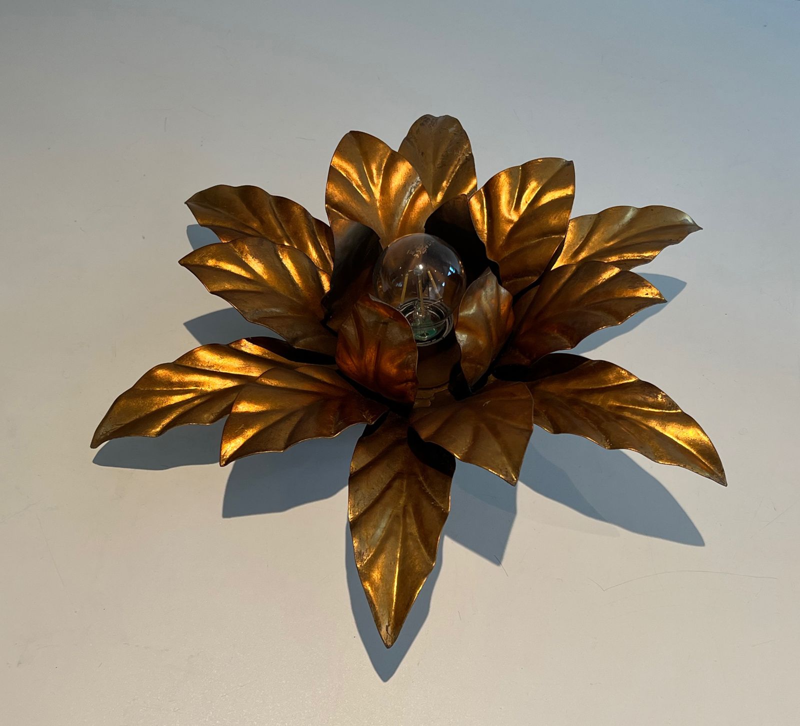 580.0 Flower Wall Lamp In Gold Metal In The Style Of Maison Jansen photo