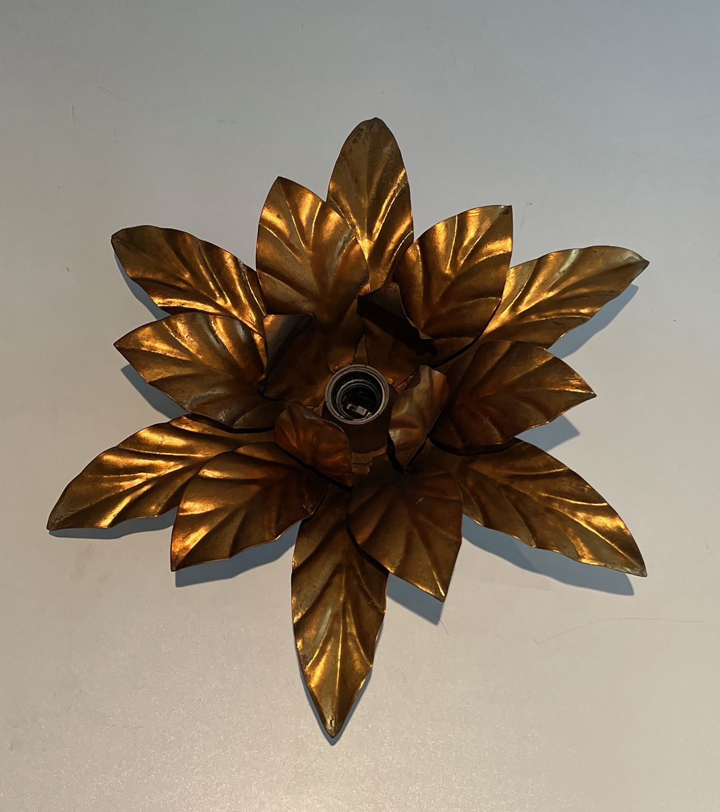 photo buy Flower Wall Lamp In Gold Metal In The Style Of Maison Jansen