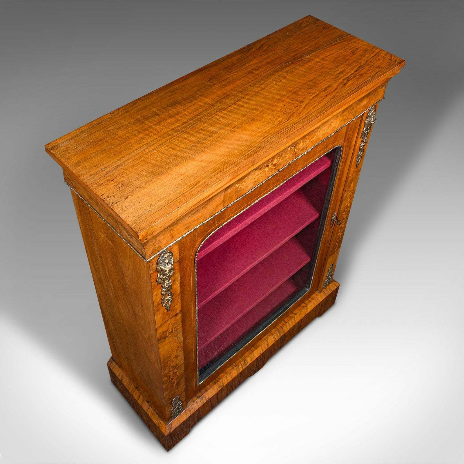 Antique Pier Cabinet, English Walnut, Glazed Bookcase, Display Cupboard, Regency photo buy