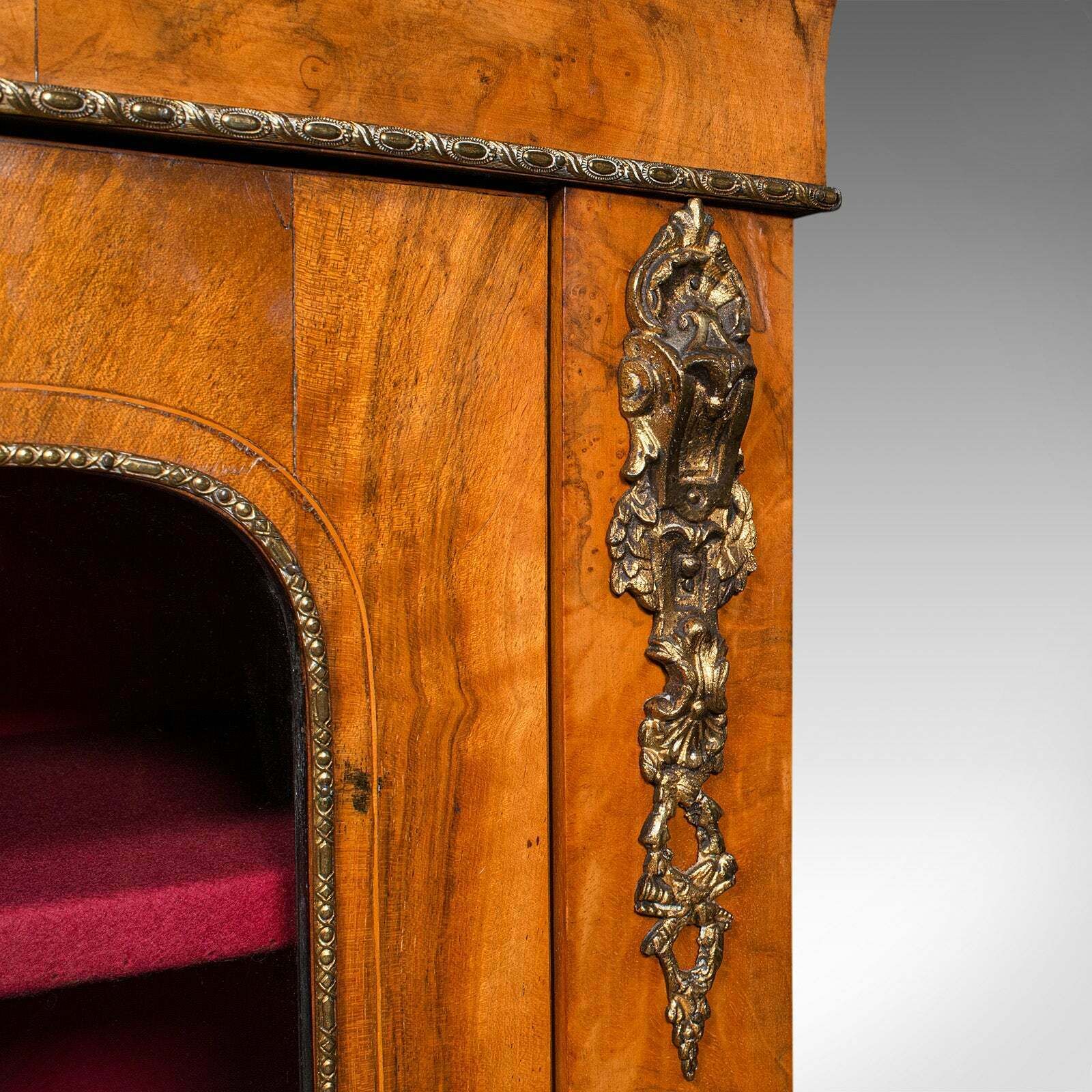photo furniture Antique Pier Cabinet, English Walnut, Glazed Bookcase, Display Cupboard, Regency