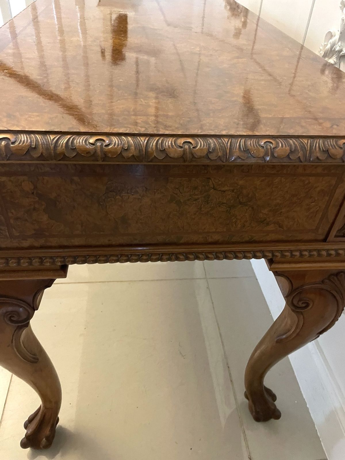 Outstanding Quality Antique Burr Walnut Freestanding Standing Hall Table photo vintage