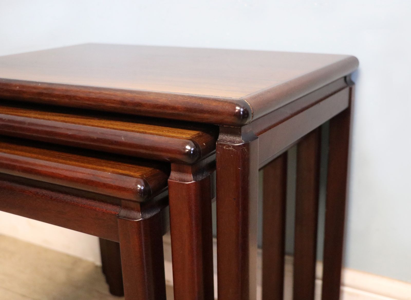 An Absolutely Lovely Nest Of Scandinavian Hardwood Veneered Nest Of Occasional Tables. photo buy