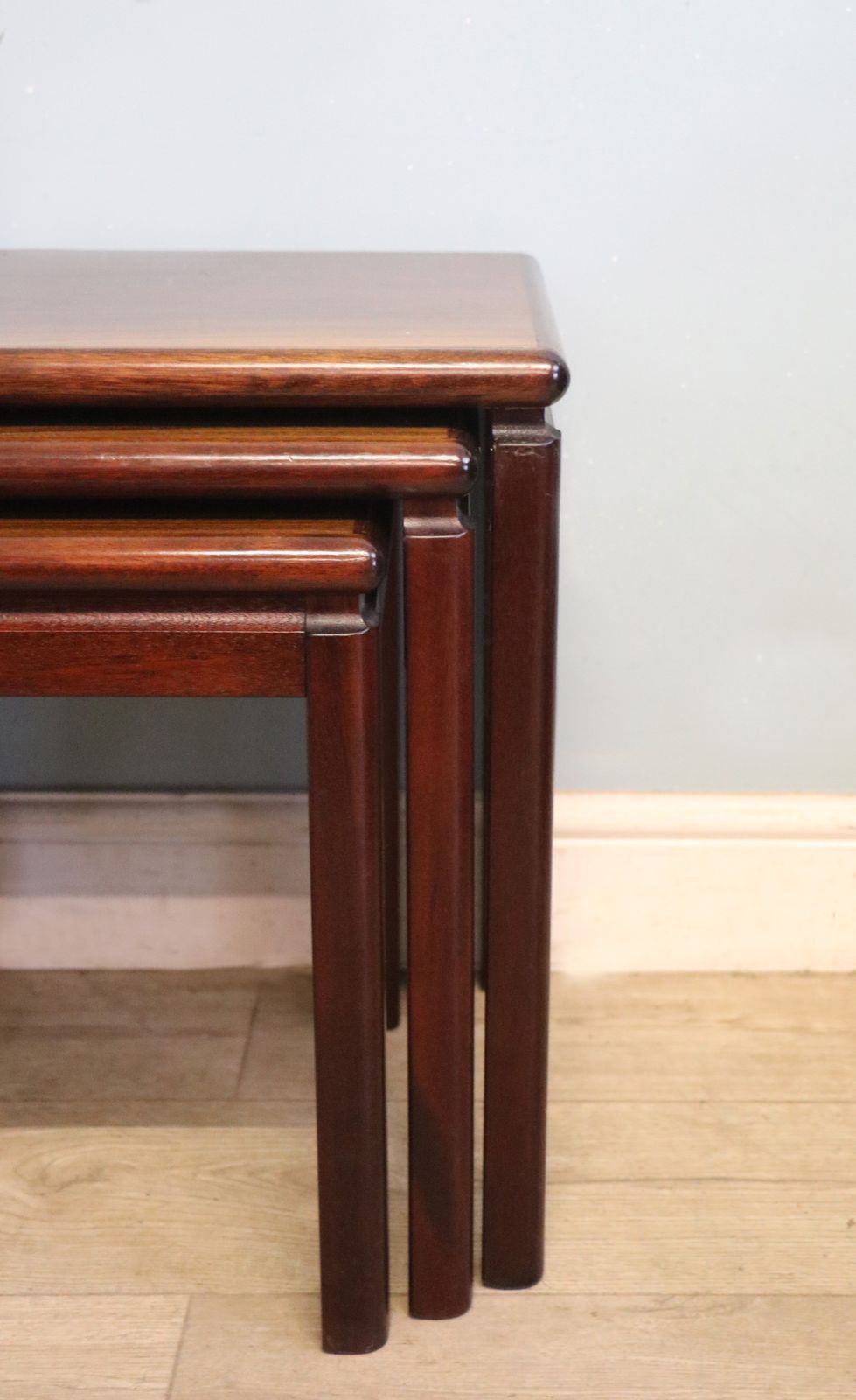 Furniture An Absolutely Lovely Nest Of Scandinavian Hardwood Veneered Nest Of Occasional Tables. photo