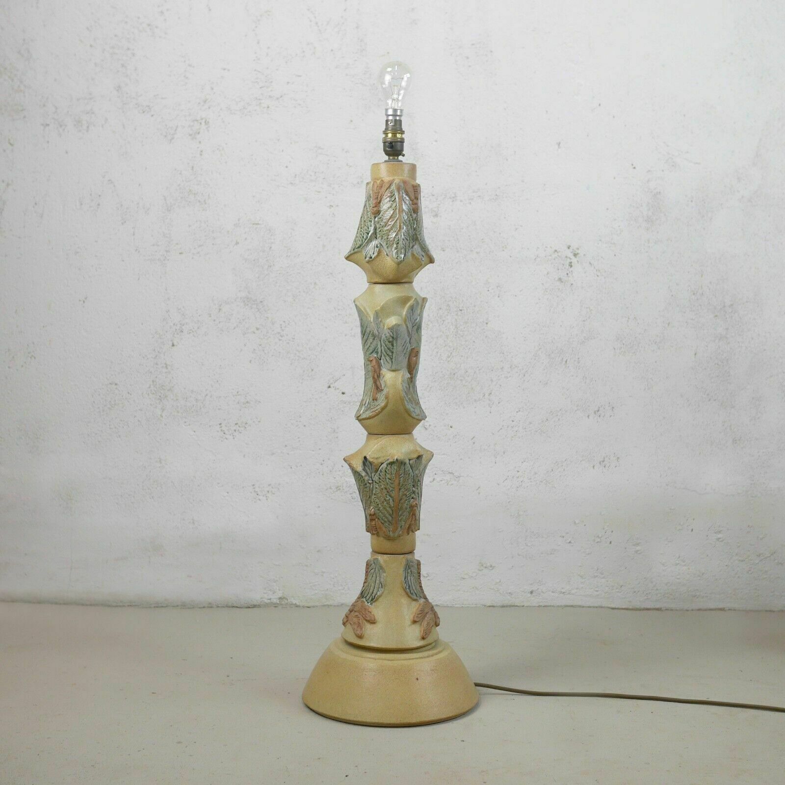 Mid Century Bernard Rooke Studio Pottery Totem Floor Lamp Dragon Fly #102666 photo Lighting