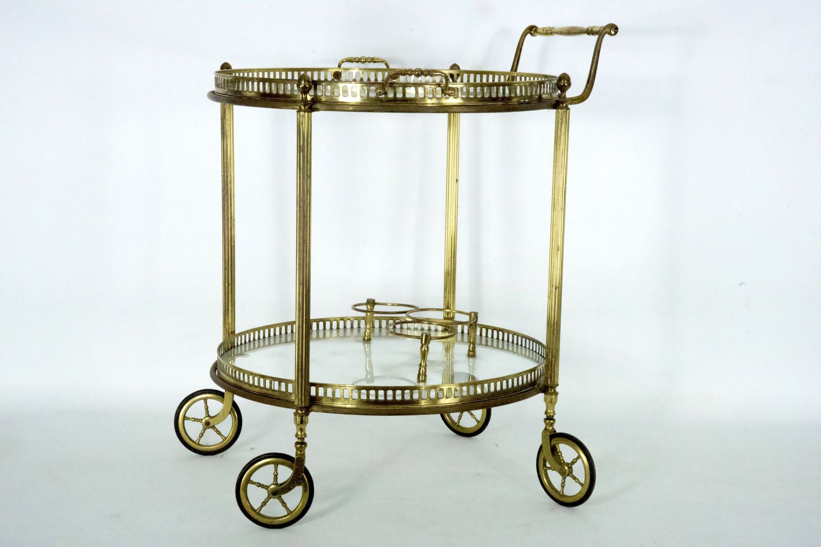 Mid Century Modern Brass And Glass Bar Cart By Cesare Lacca, Italy, 1950s.