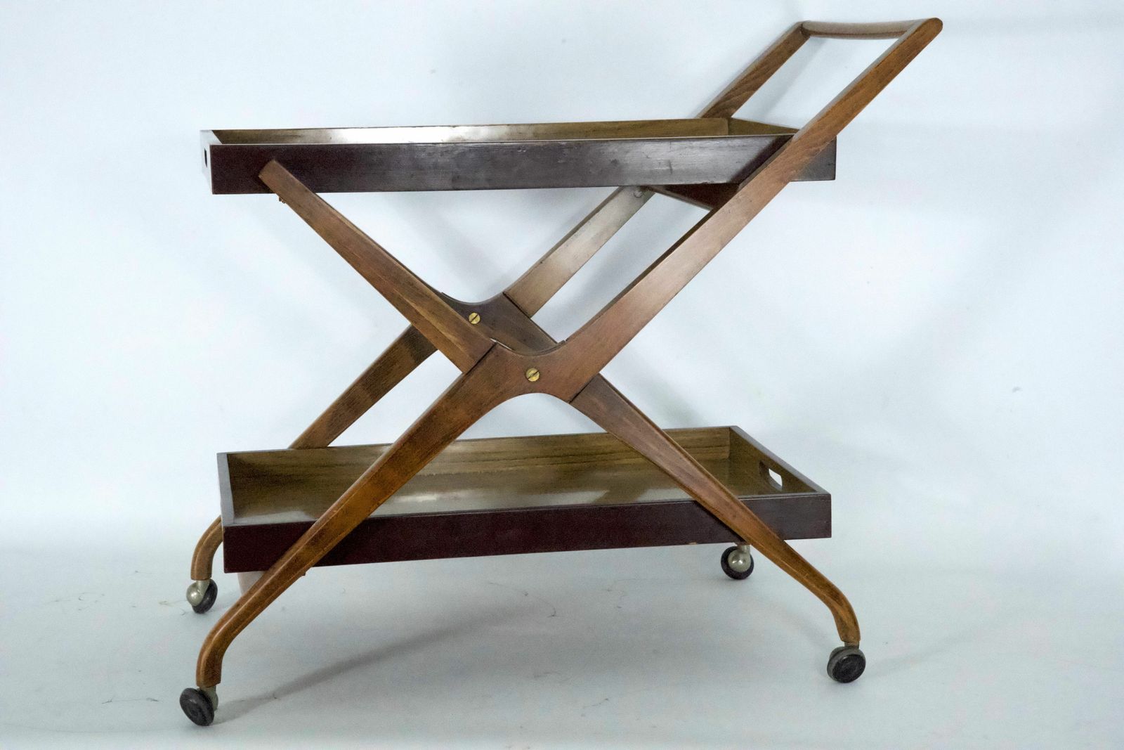 Mid Century Wood And Formica Bar Cart In The Manner Of Angelo Ostuni, Italy 1950s. photo for sale