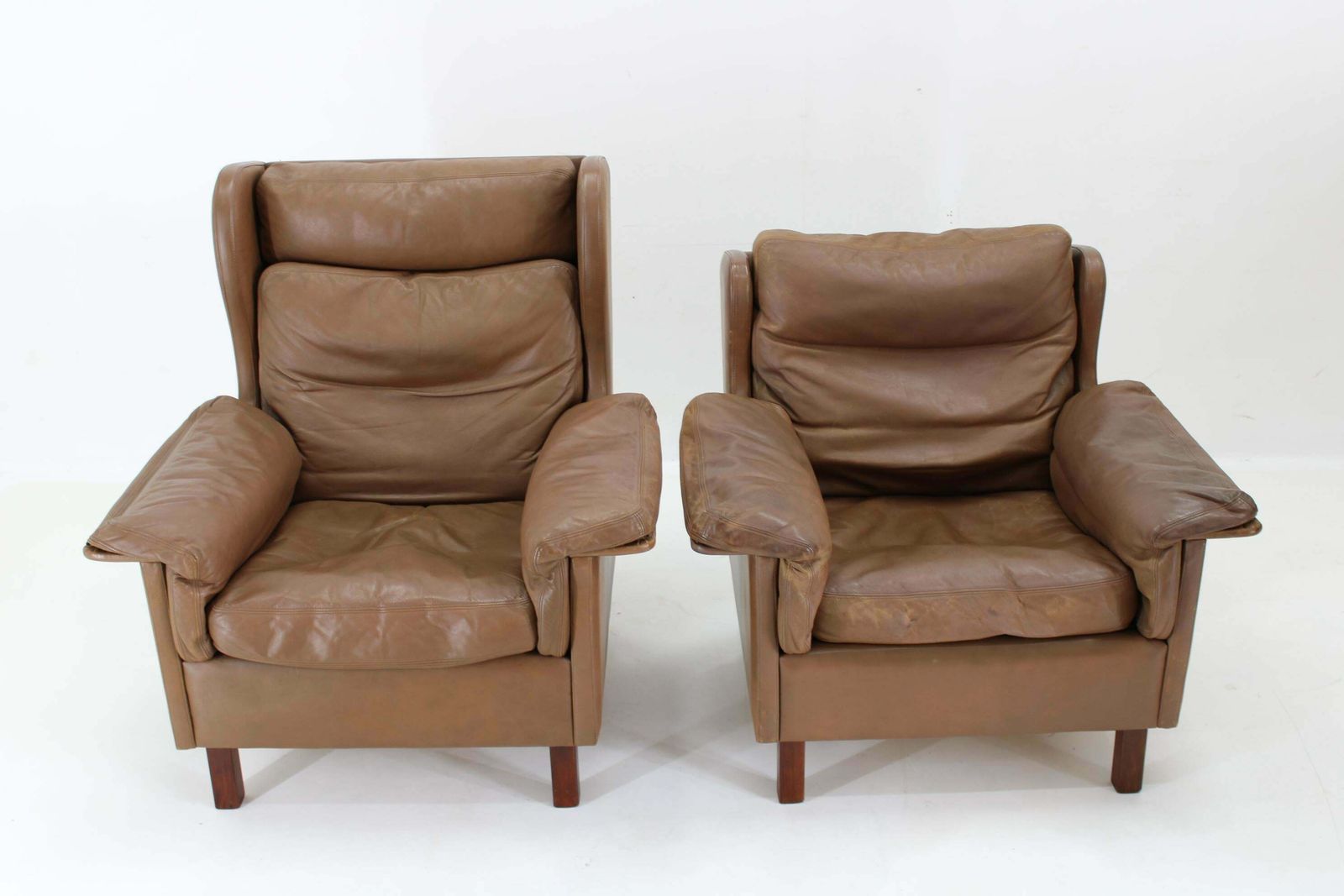 1970s Pair Of Brown Leather Armchairs, Denmark photo furniture