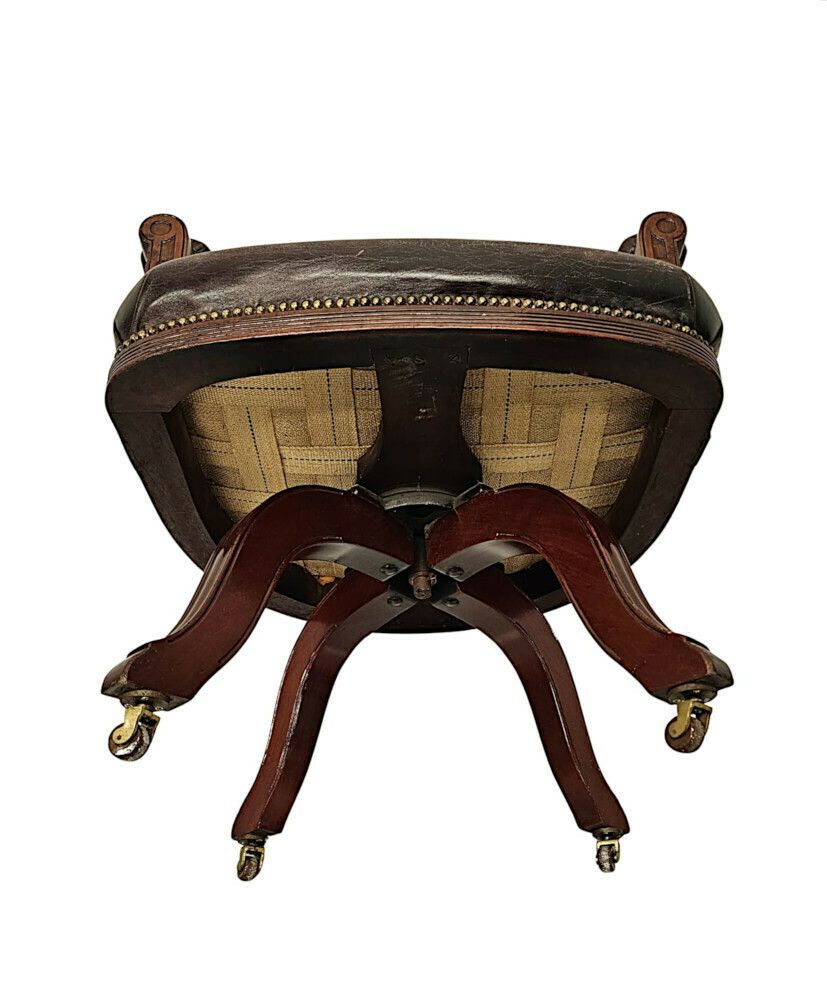 A Very Fine 19th Century Mahogany And Button Back Leather Revolving Office Or Desk Chair photo vinterior