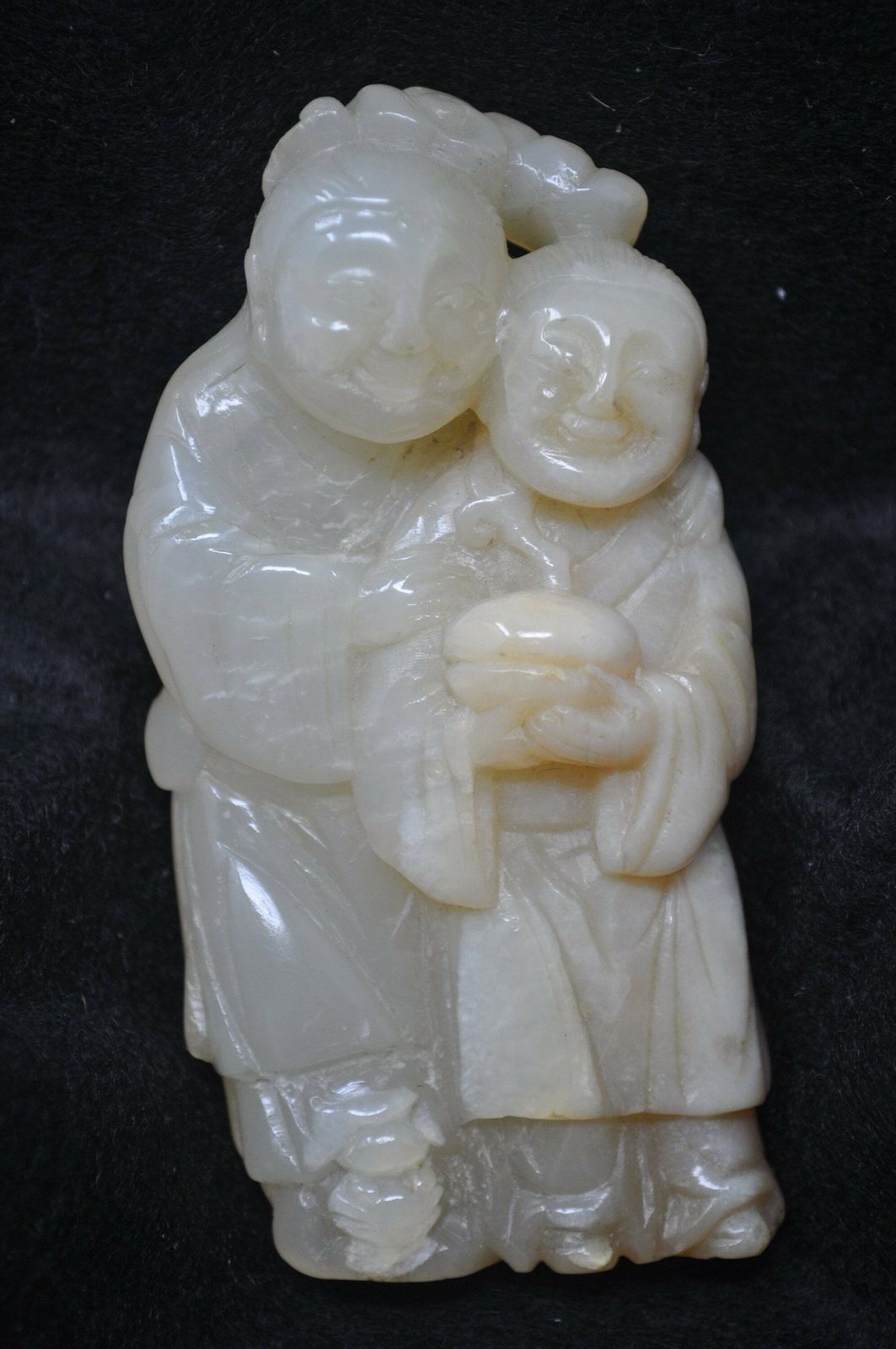 Antique Chinese Hardstone He He Twins Carving  Qing Dynasty photo for sale