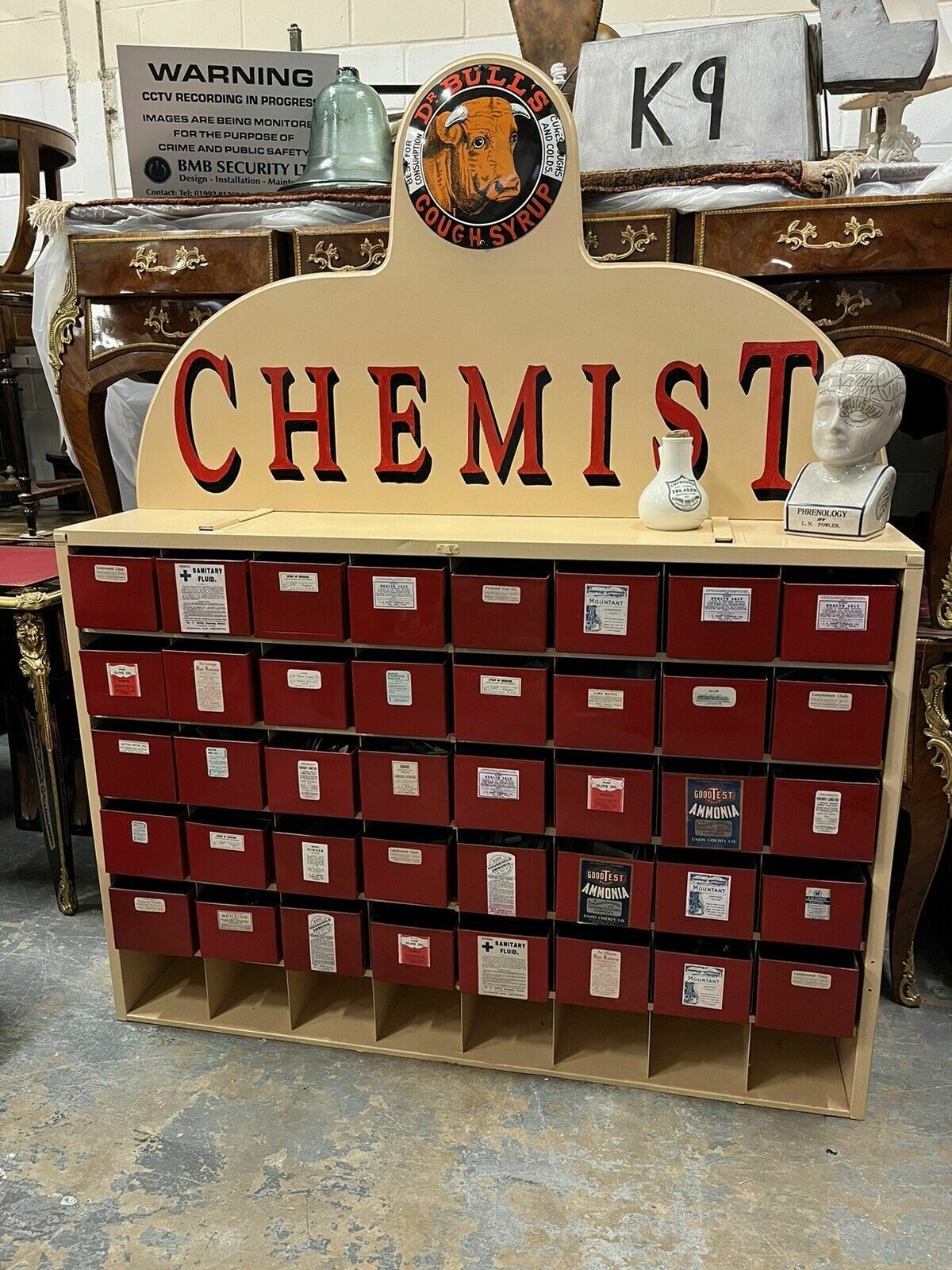 Large Chemists Bank Of Drawers, Lots Of Storage. 40 Deep Metal Drawers photo furniture