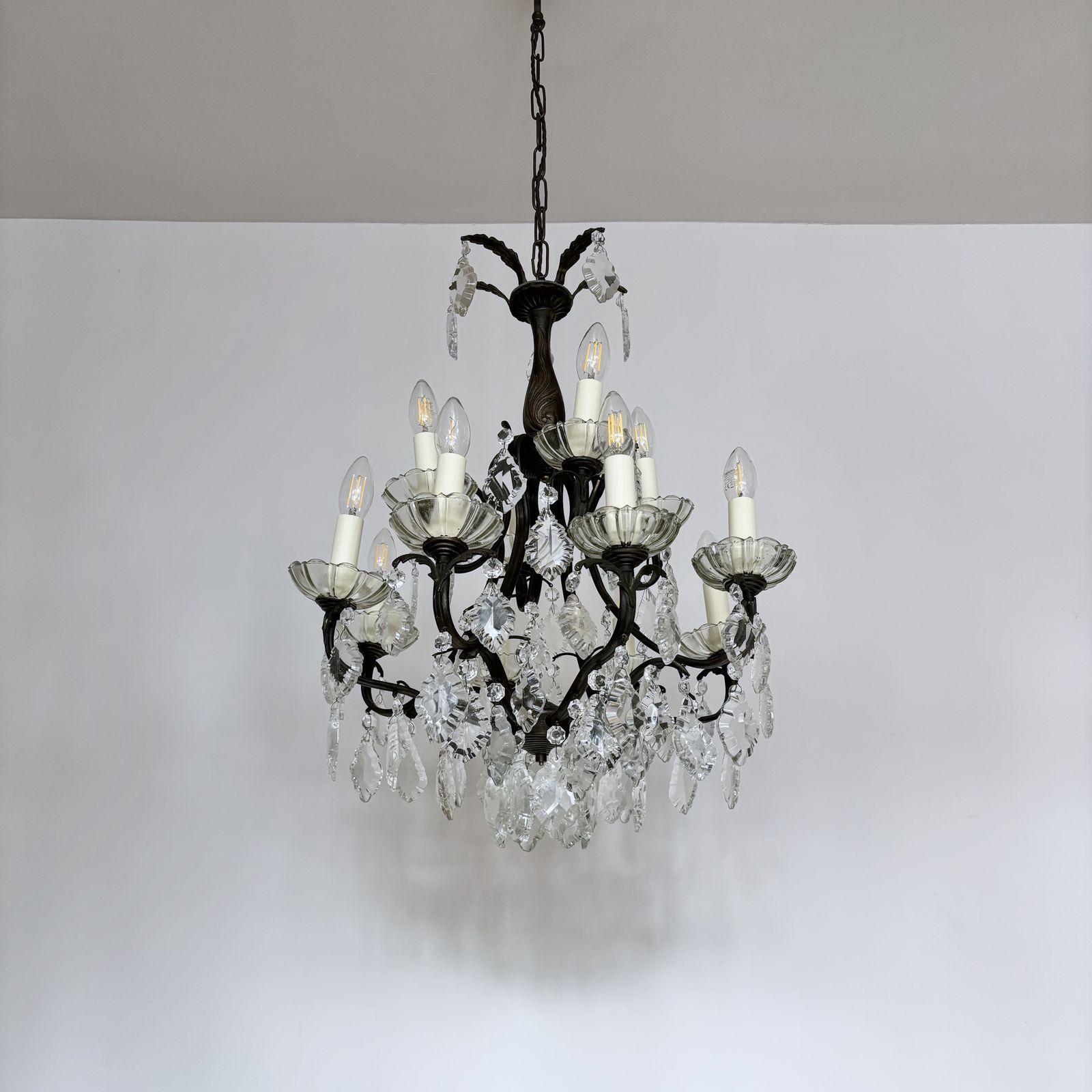 Birdcage Chandelier With Glass Bobéche Pans photo for sale