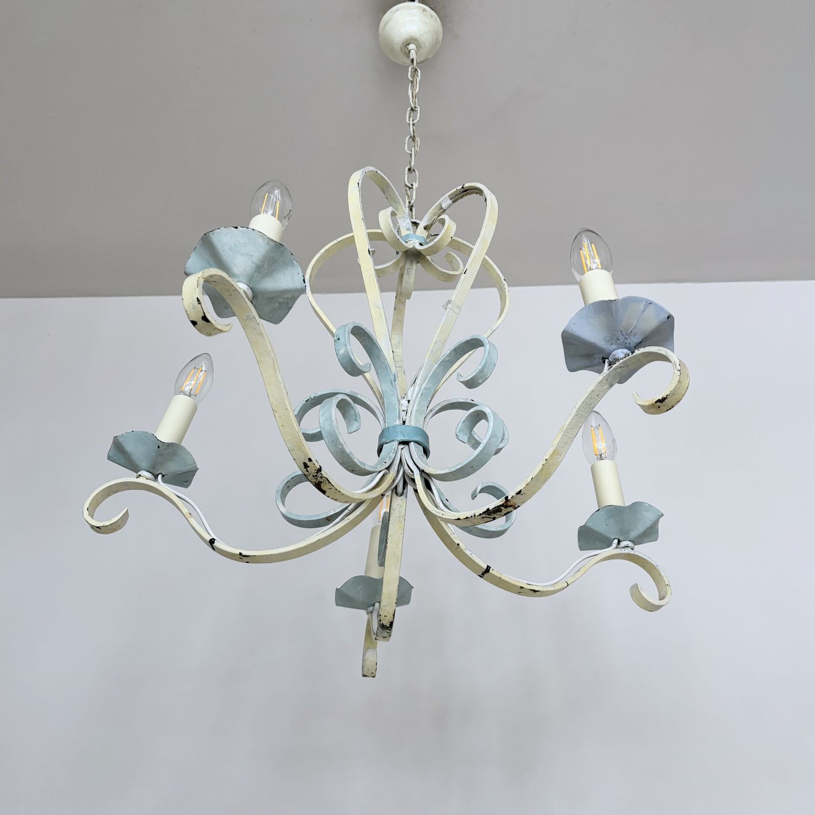 Painted Wrought Iron Chandelier photo vinterior