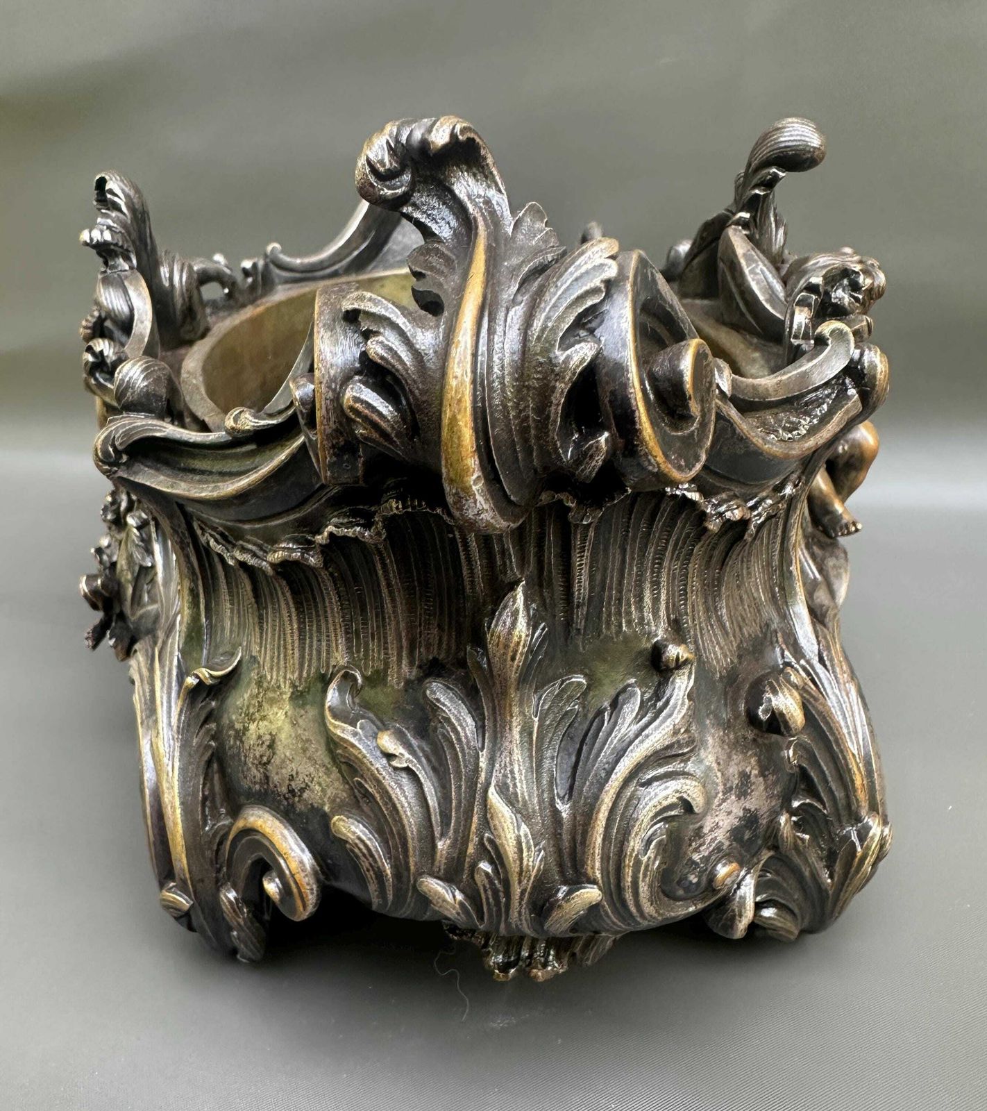 19th French Gilded Bronze Planter Centerpiece Louis XV, Antique Decor photo Home Decor