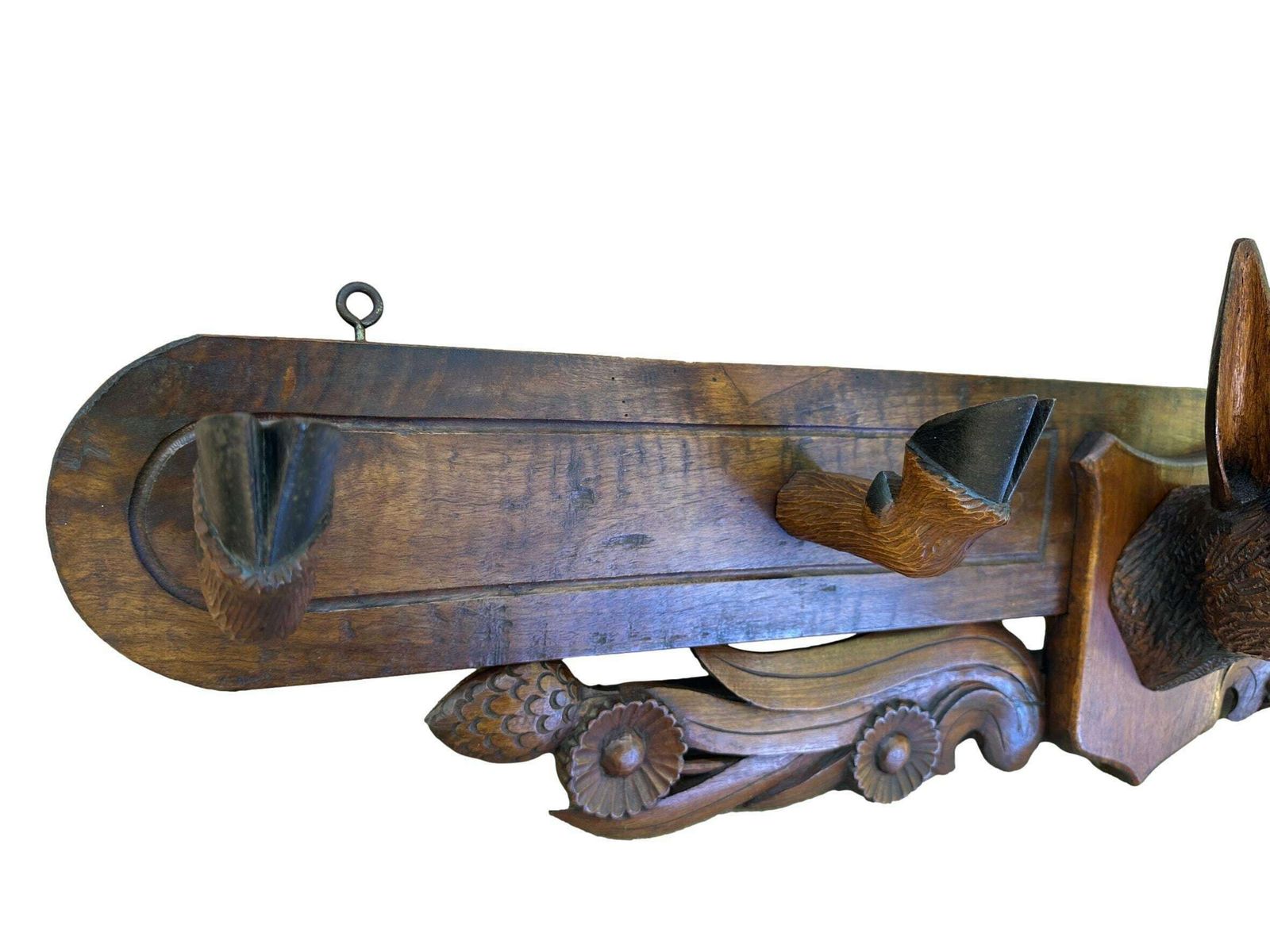 Antique Carved Coat Rack Chamois Black Forest Sulfide Eyes photo buy