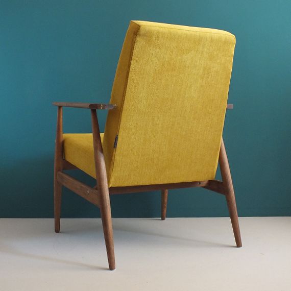 Pair Of Vintage Armchair Form Mid Century, Mustard, Restored photo furniture