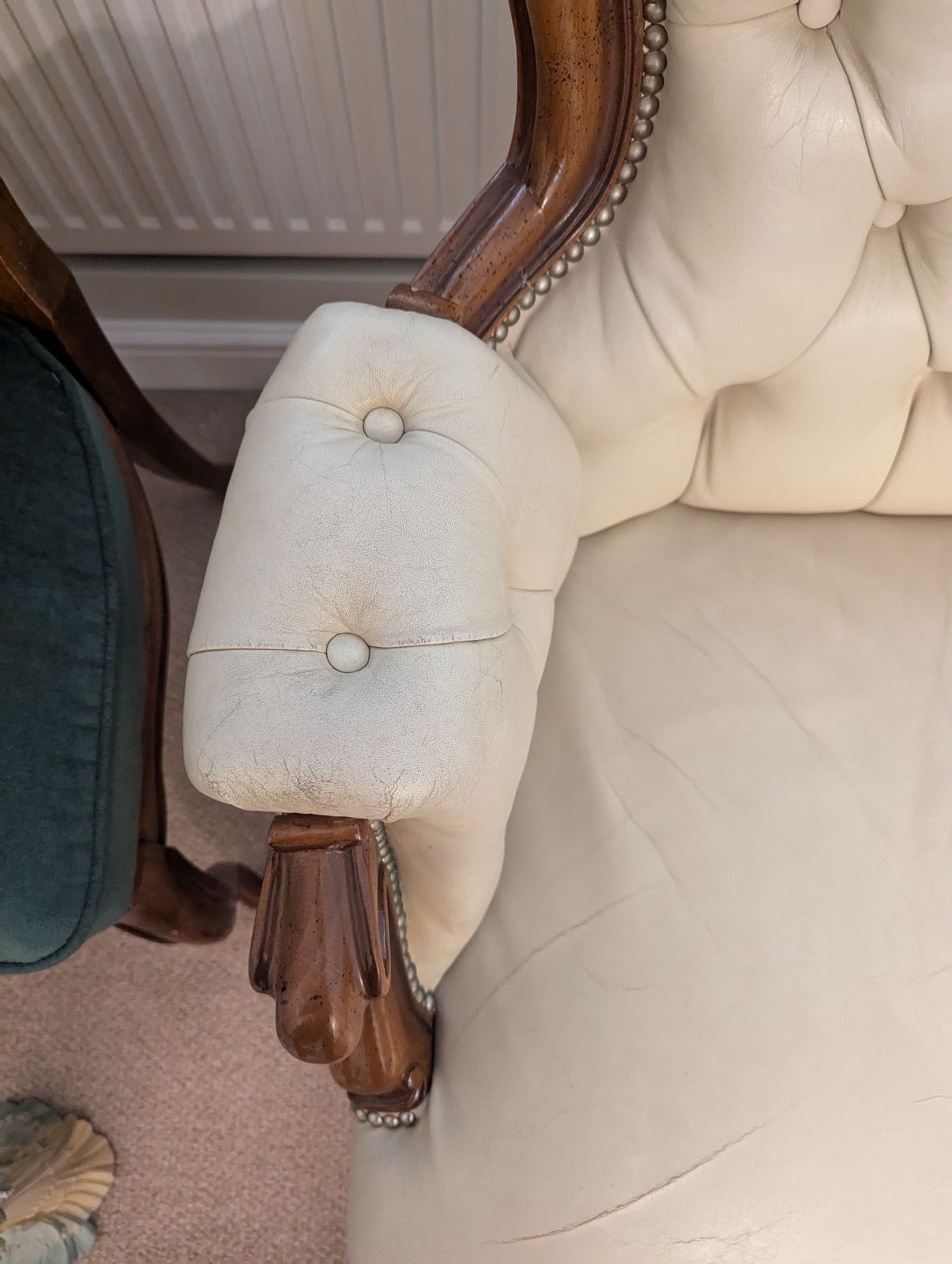 Antique Louis Philippe Mahogany Armchair Capitonné Lining Italy 19th Century. photo 250.0
