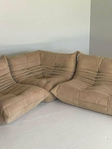 Brown Corduroy Ligne Roset Togo Livingroom Set photo for sale