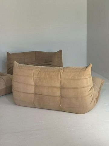 Brown Corduroy Ligne Roset Togo Livingroom Set photo vintage