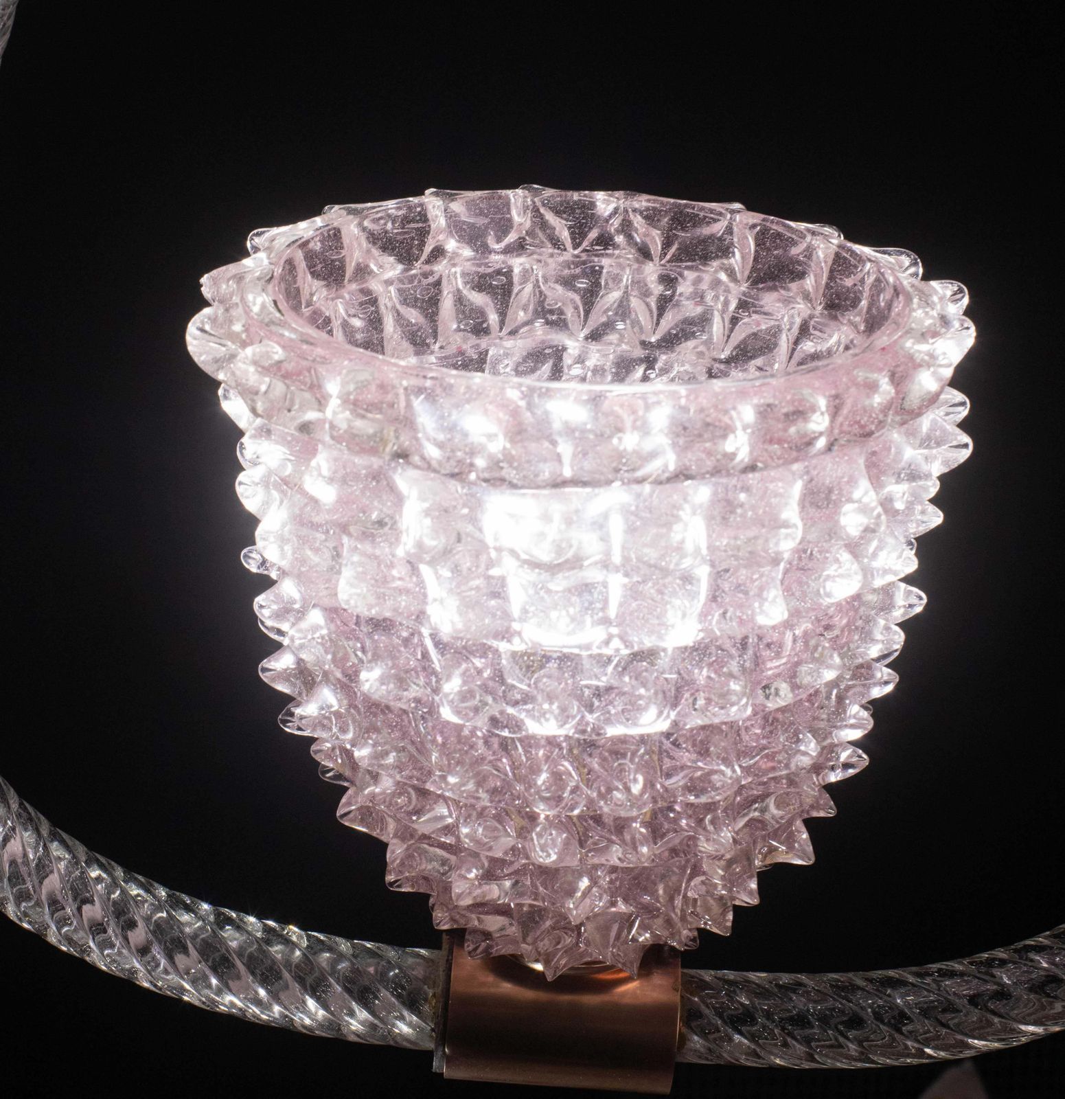 Extraordinary Pink Rostrato Murano Glass Chandelier  By Barovier & Toso, 1940s photo 3588.0
