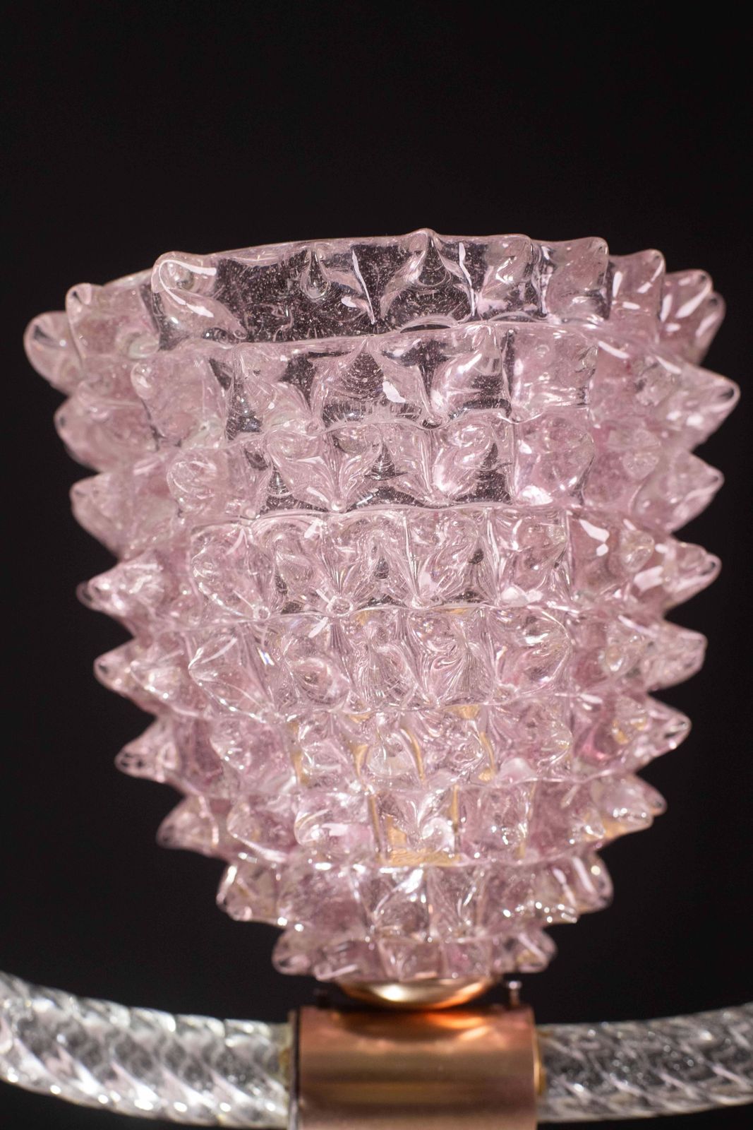 photo for sale Extraordinary Pink Rostrato Murano Glass Chandelier  By Barovier & Toso, 1940s