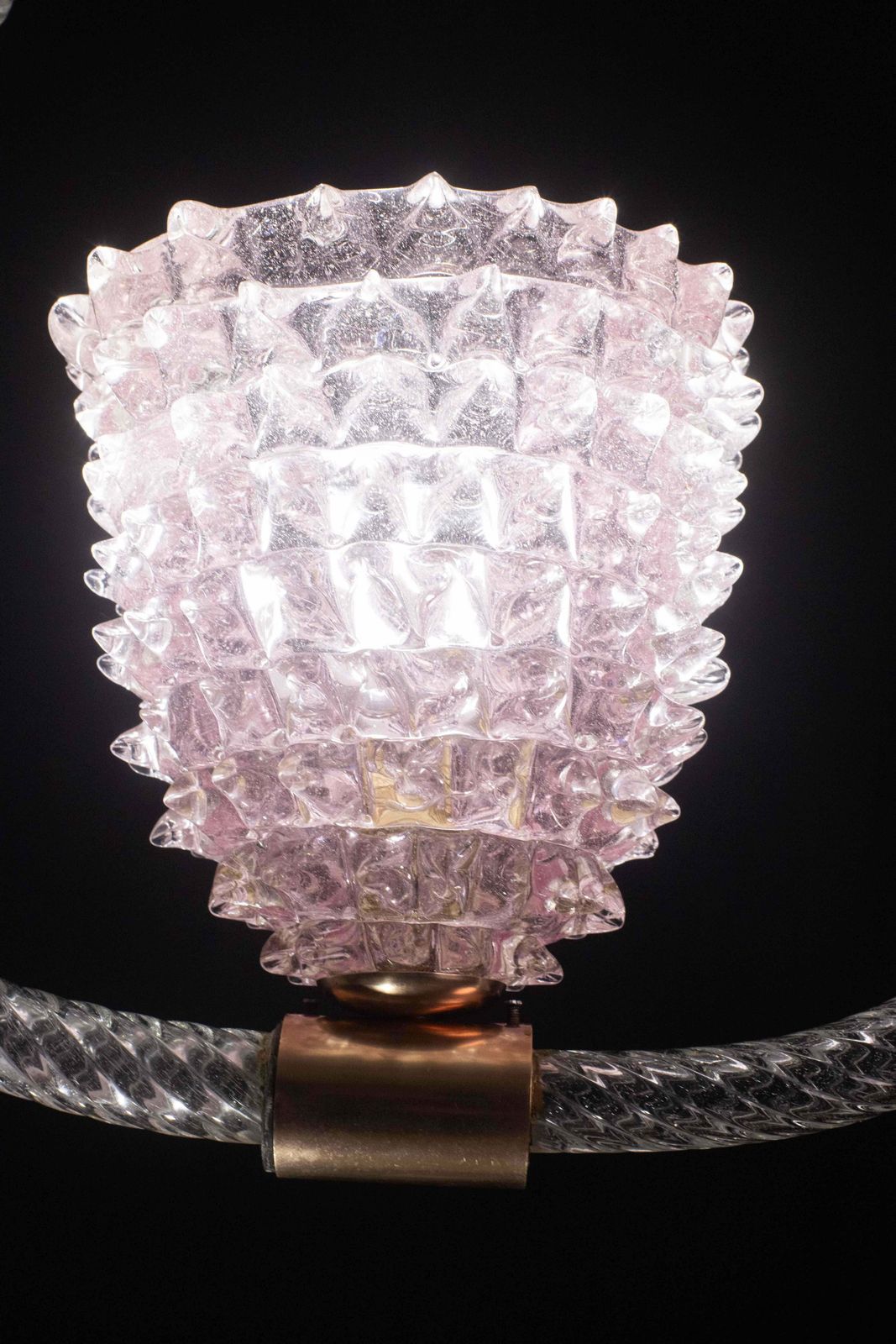 photo vinterior Extraordinary Pink Rostrato Murano Glass Chandelier  By Barovier & Toso, 1940s