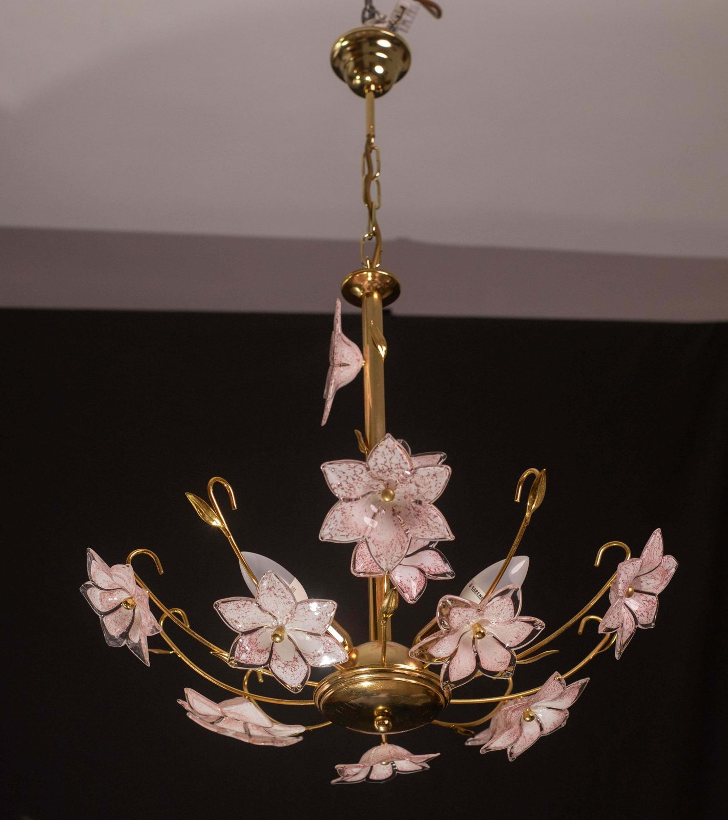 Lovely Murano Chandelier Pink Flowers, 1970 photo vinterior