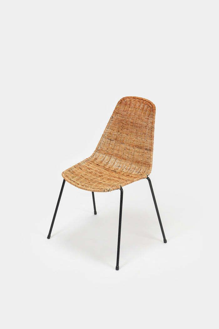 Gian Franco Legler, Pair Of Chairs "Basket", Stackable, Bonacina, Italy, 50s photo for sale