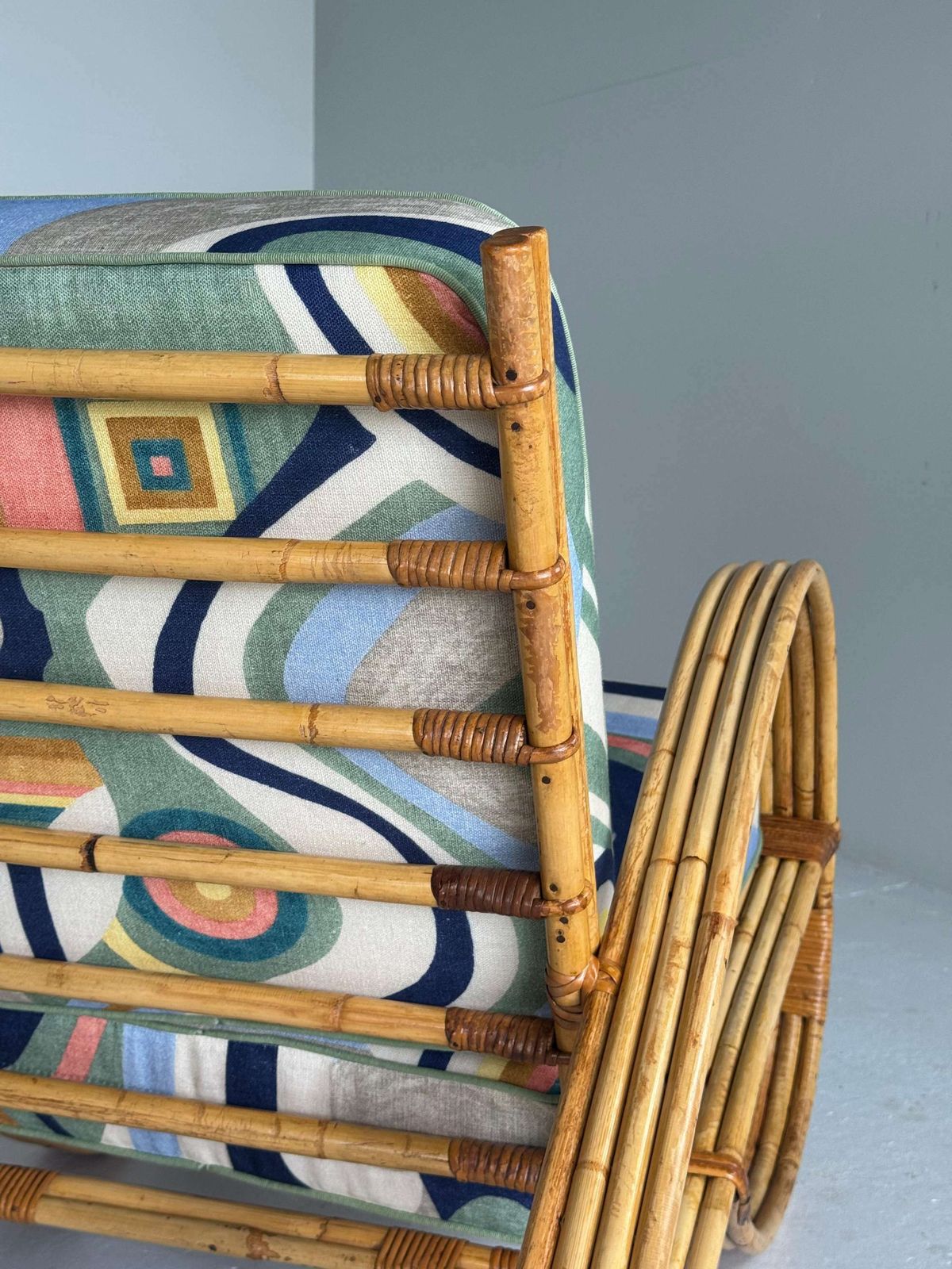 Furniture Exclusive Pair Of Bamboo Rattan Lounge Chairs photo