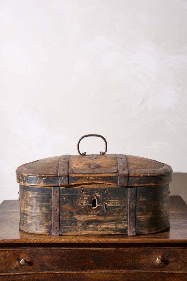 18th Century Swedish Folk Art Marriage Box   Patinated