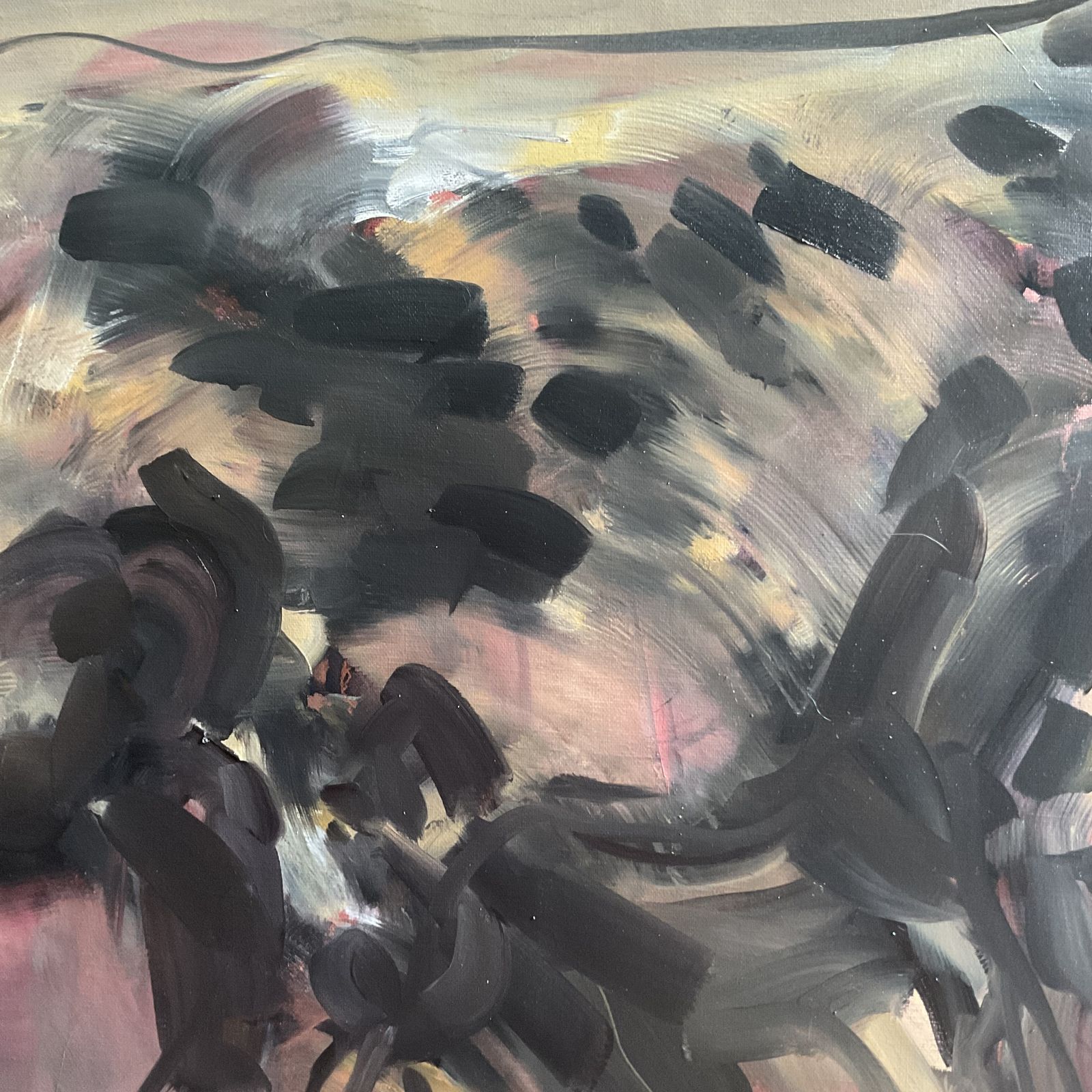 Large Oil Painting On Linen “Kin” By Rose Roth 80 X 60 Cm photo furniture