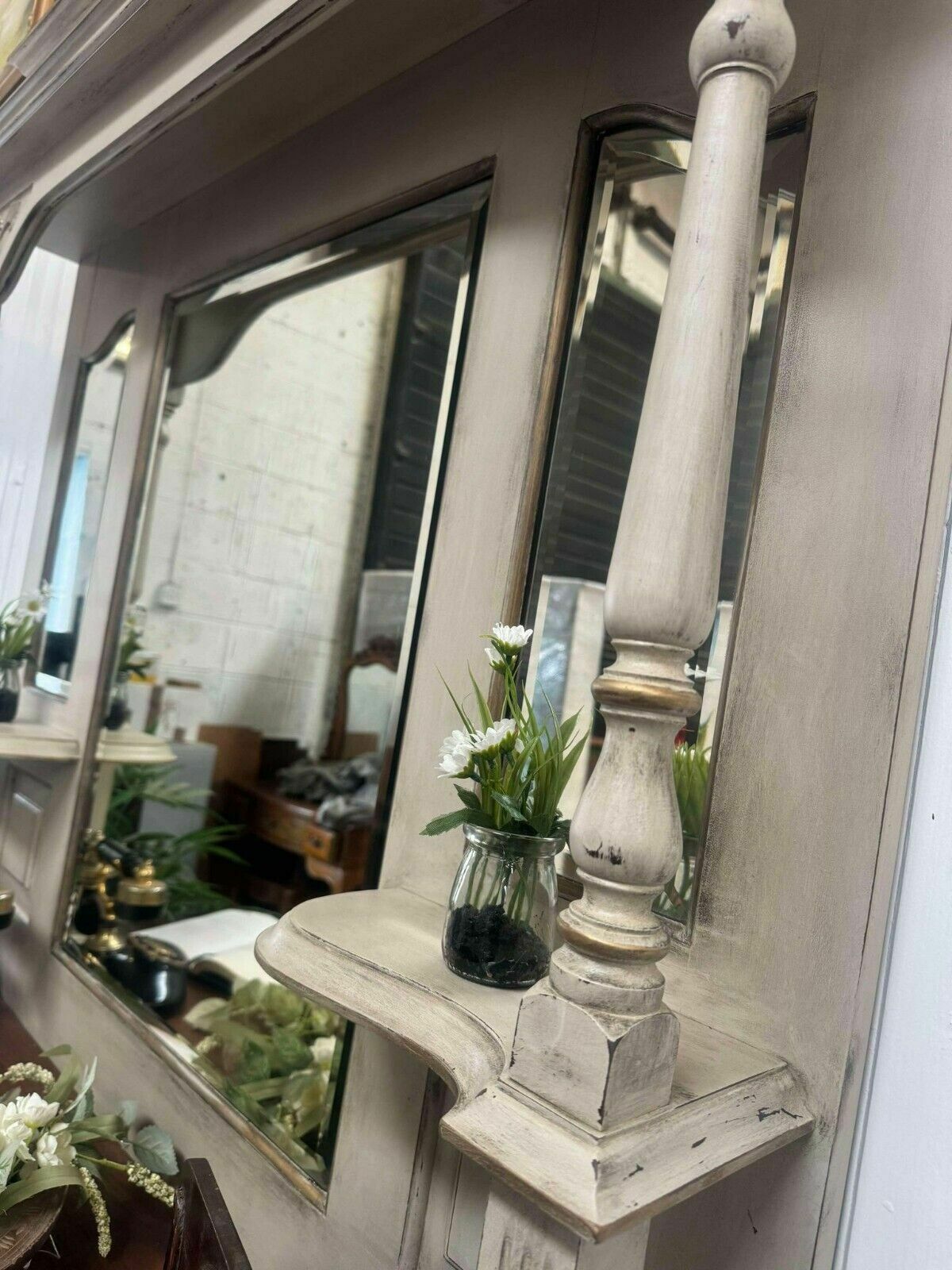 Vintage Shabby Aged/Distressed Sideboard/Chiffonier Cabinet/Dresser With Mirror photo Furniture