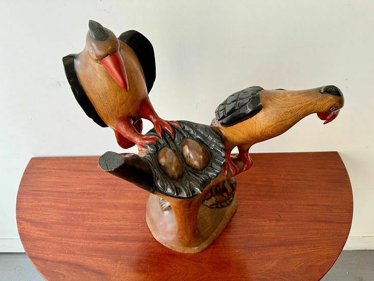 Large Wooden African Bird Sculpture photo for sale
