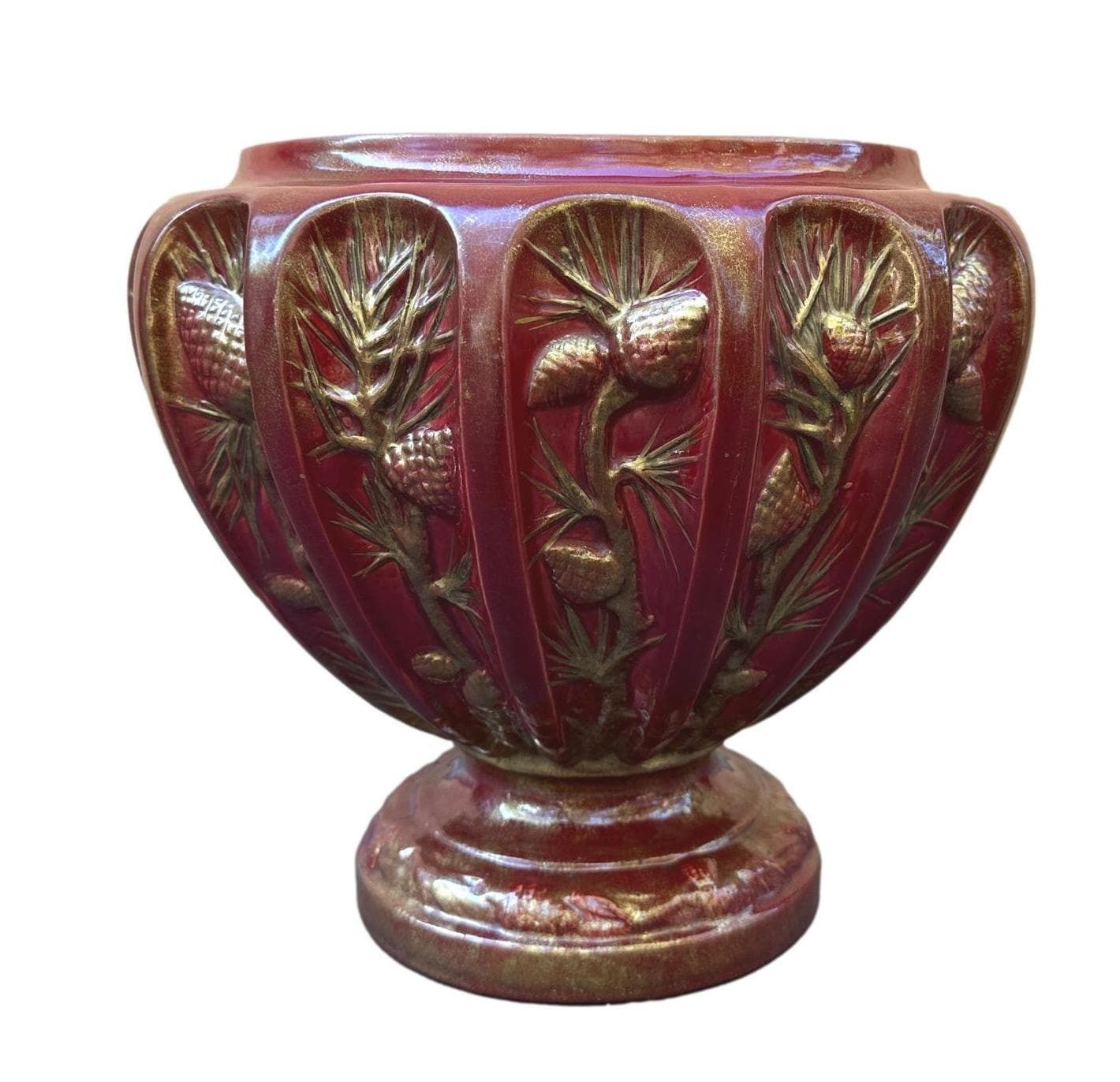 Large Delphin Massier Vallauris Majolica Cache Pot Planter 19th photo furniture