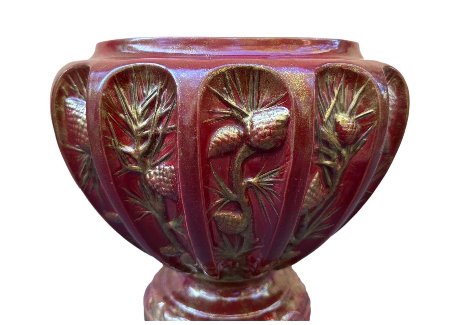 Large Delphin Massier Vallauris Majolica Cache Pot Planter 19th photo 409.0