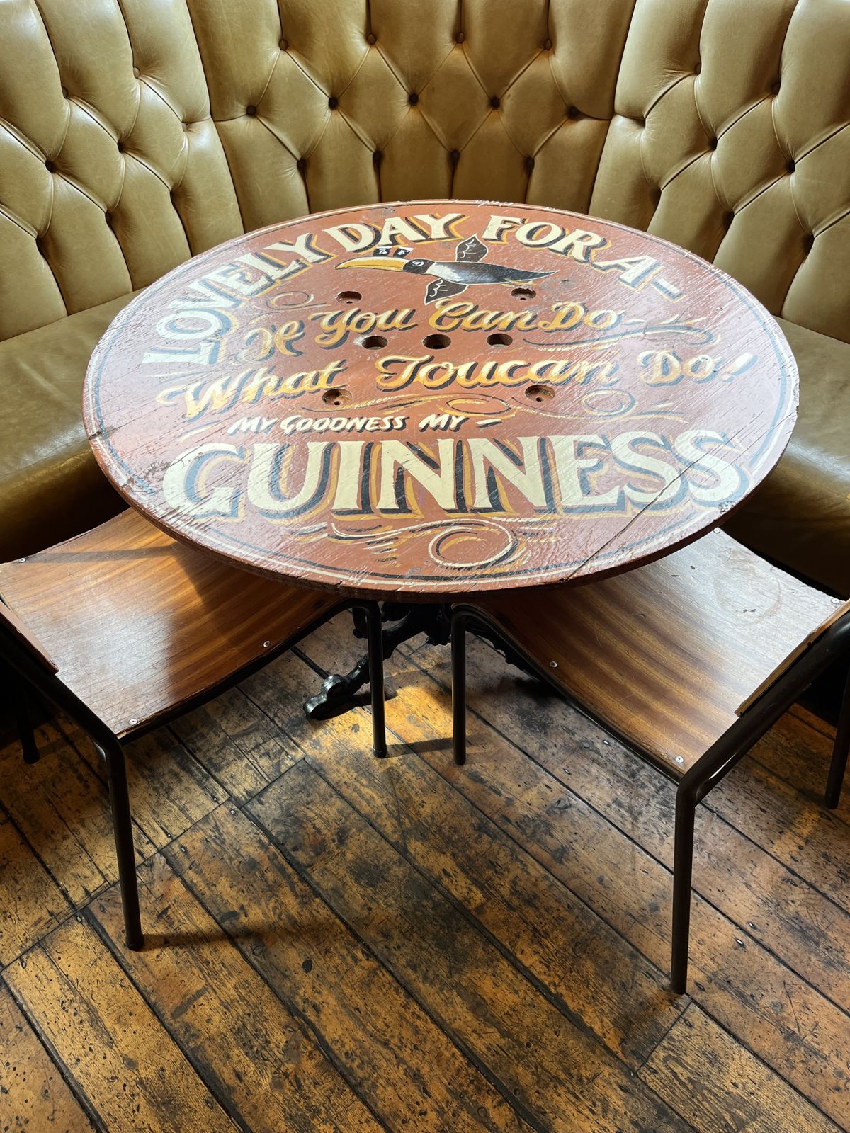 Cast Iron Pub Table With Carnival Painted Top photo furniture